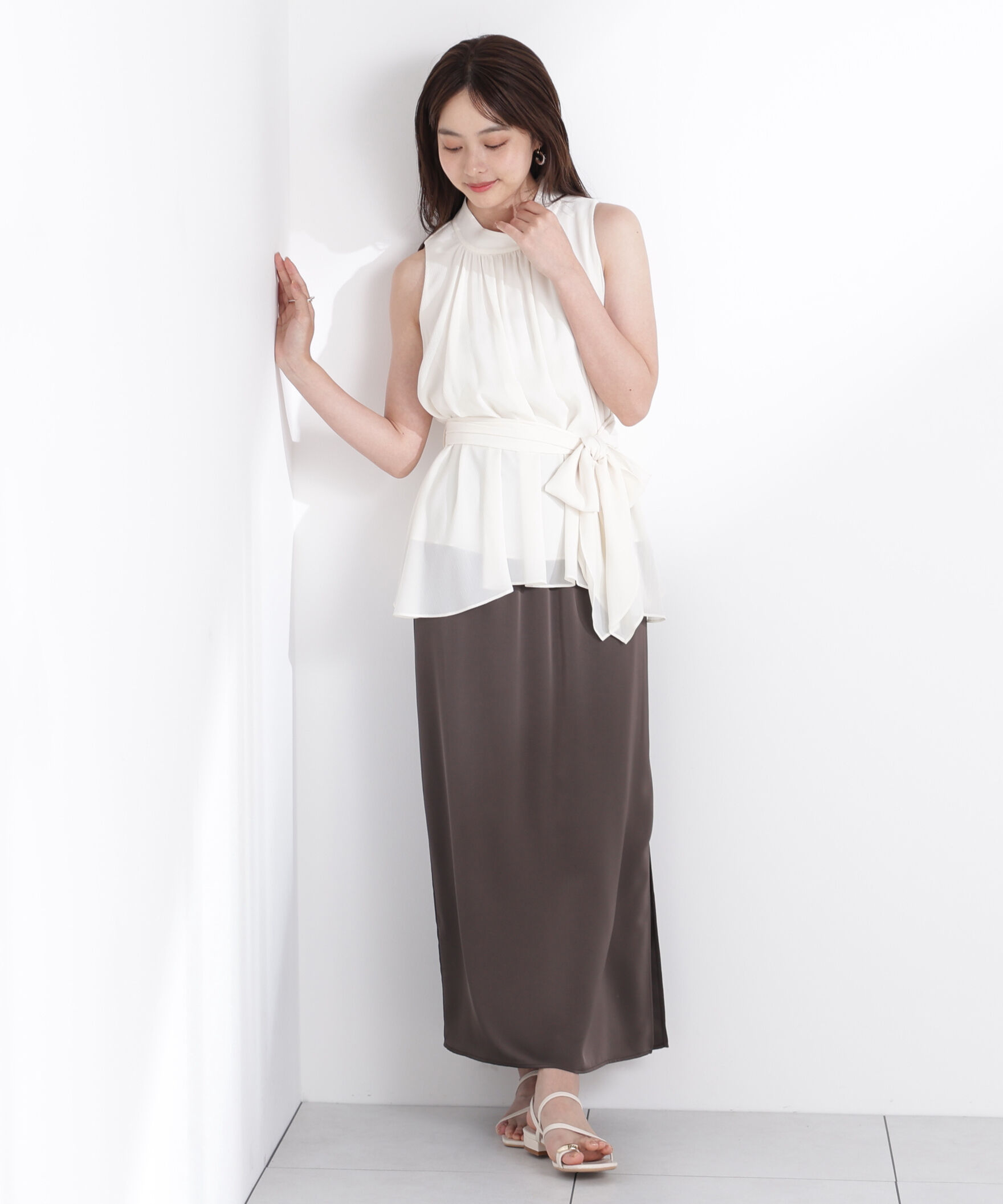 PROPORTION BODY DRESSING「ベルト付楊柳ブラウス」|シャツ・ブラウス|