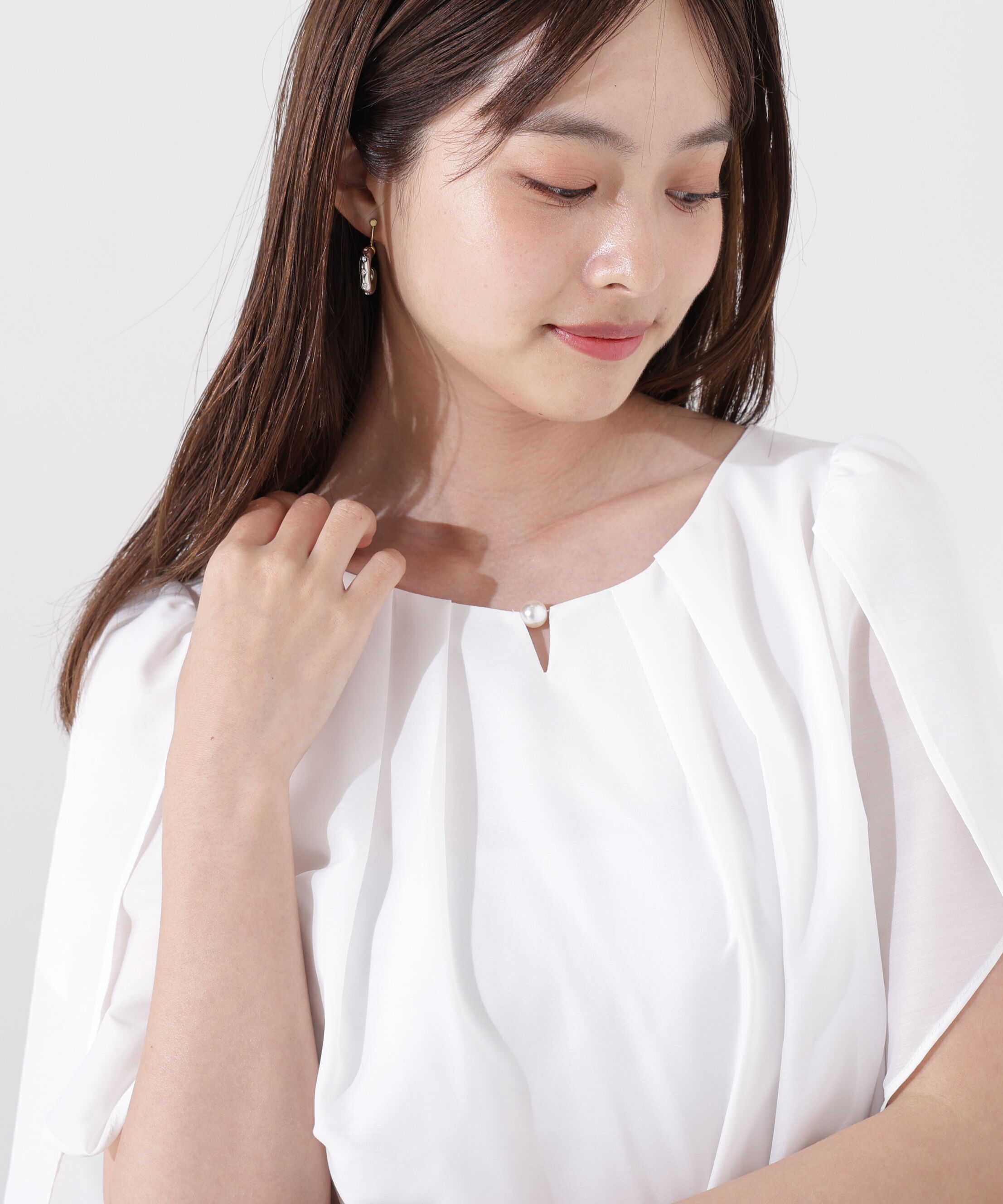 PROPORTION BODY DRESSING「パールポイントフレアスリーブブラウス」|シャツ・ブラウス|ホワイト
