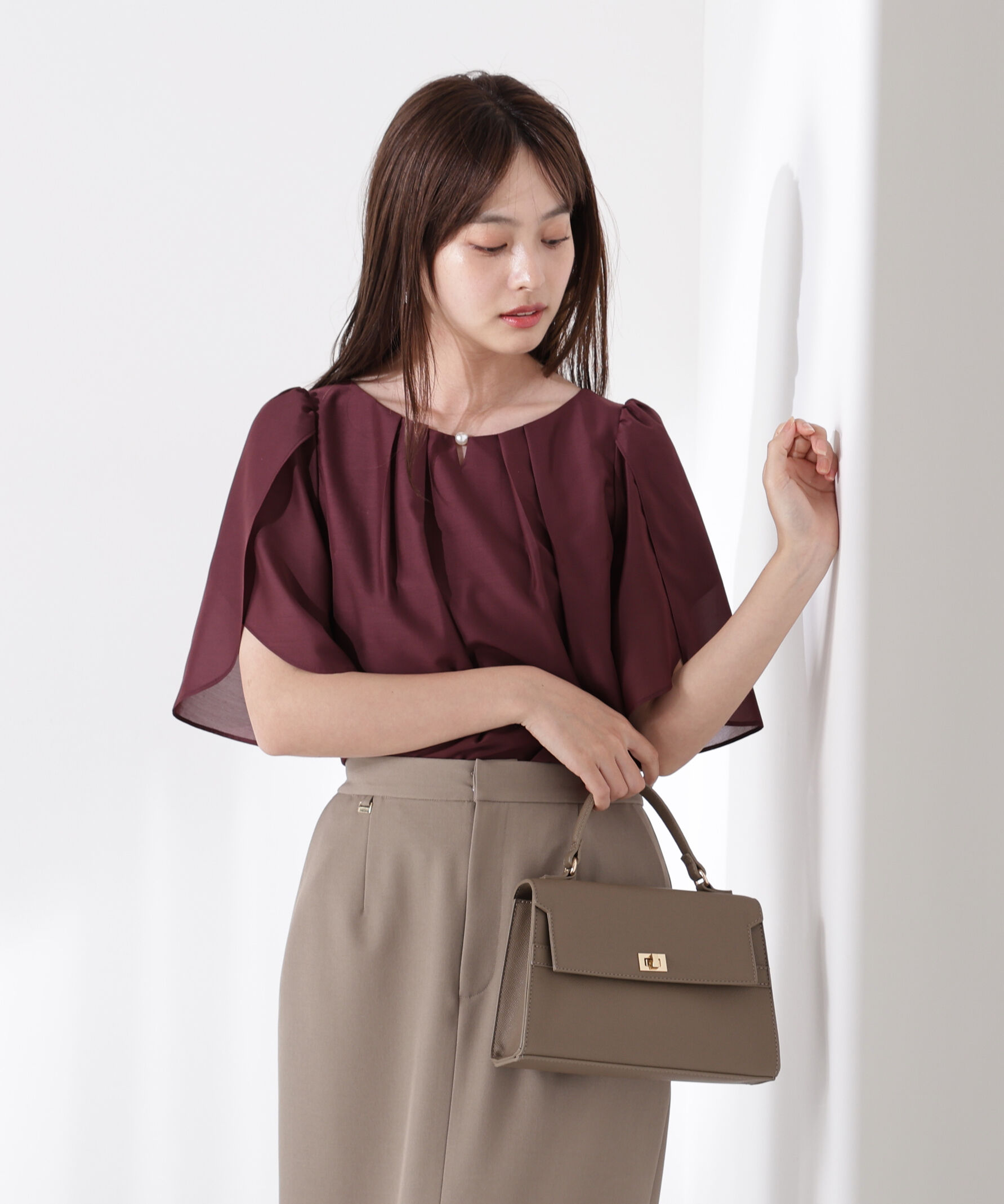 PROPORTION BODY DRESSING「パールポイントフレアスリーブブラウス」|シャツ・ブラウス|チョコレート