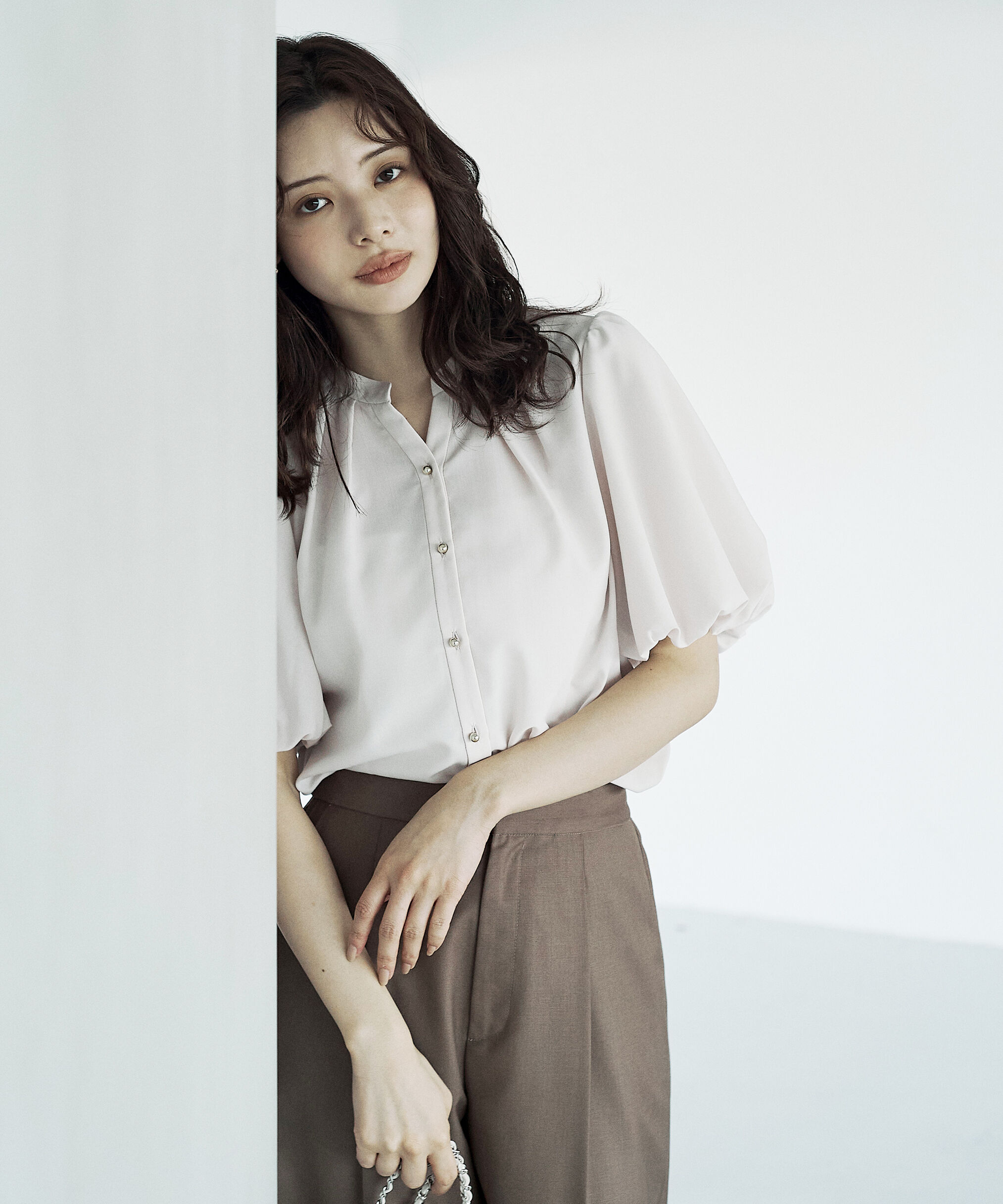 PROPORTION BODY DRESSING「＜ウォッシャブル＞バルーンタックブラウス」|シャツ・ブラウス|グレージュ