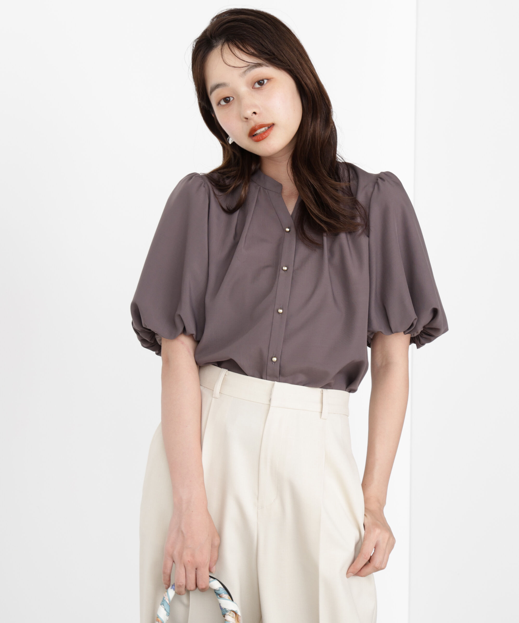 PROPORTION BODY DRESSING「＜ウォッシャブル＞バルーンタックブラウス」|シャツ・ブラウス|チャコール2