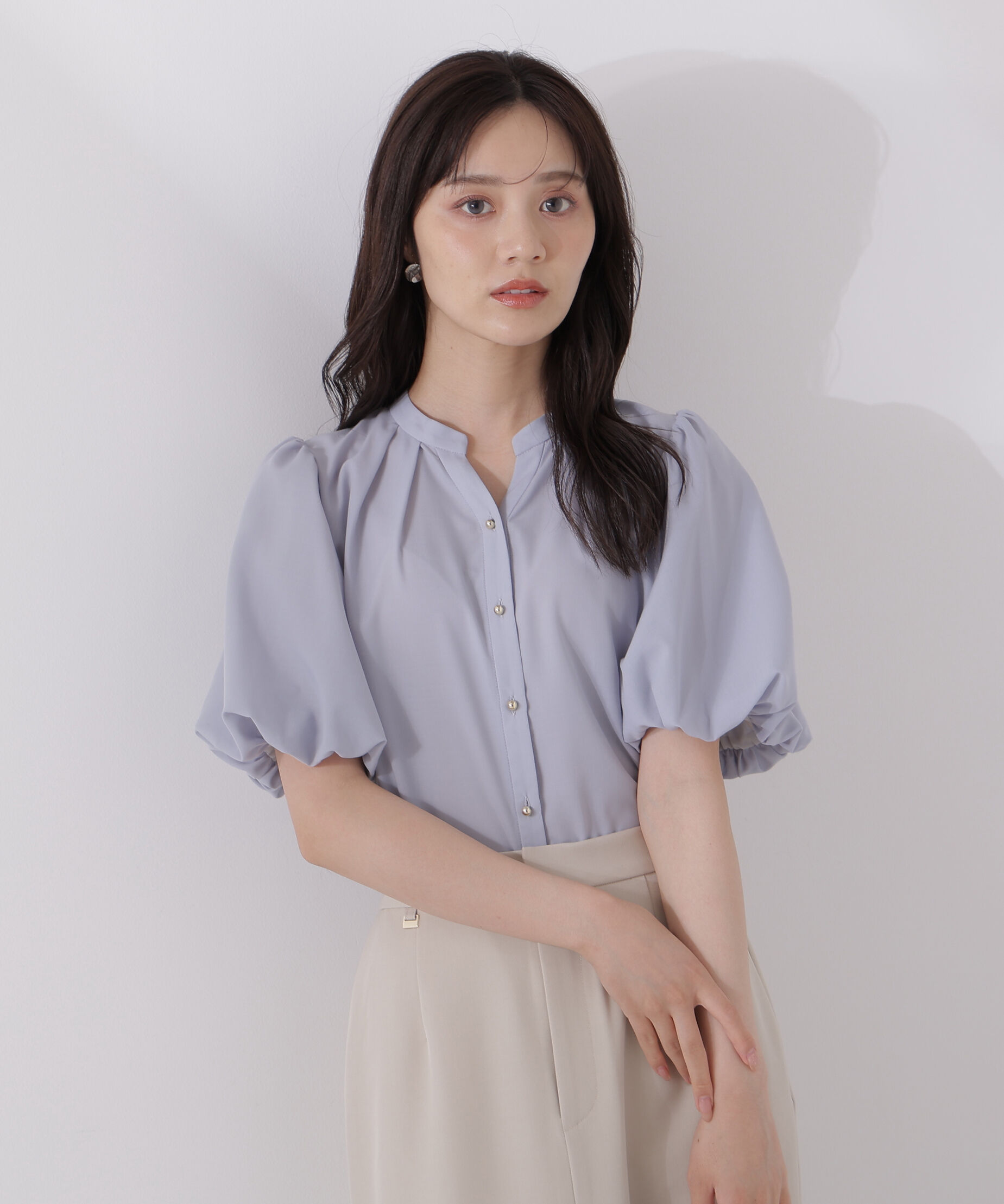 PROPORTION BODY DRESSING「＜ウォッシャブル＞バルーンタックブラウス」|シャツ・ブラウス|ブルー