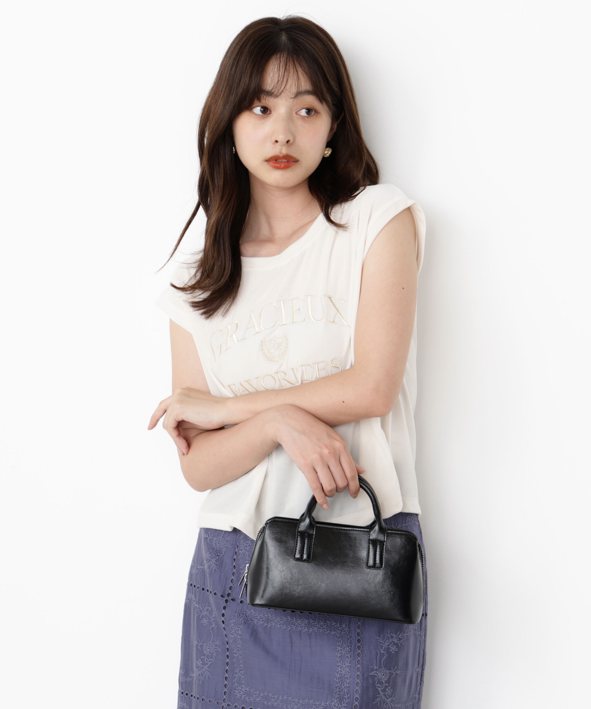 PROPORTION BODY DRESSING「＜ハンドウォッシャブル＞シアーベロア刺繍Tシャツ」|Tシャツ・カットソー|