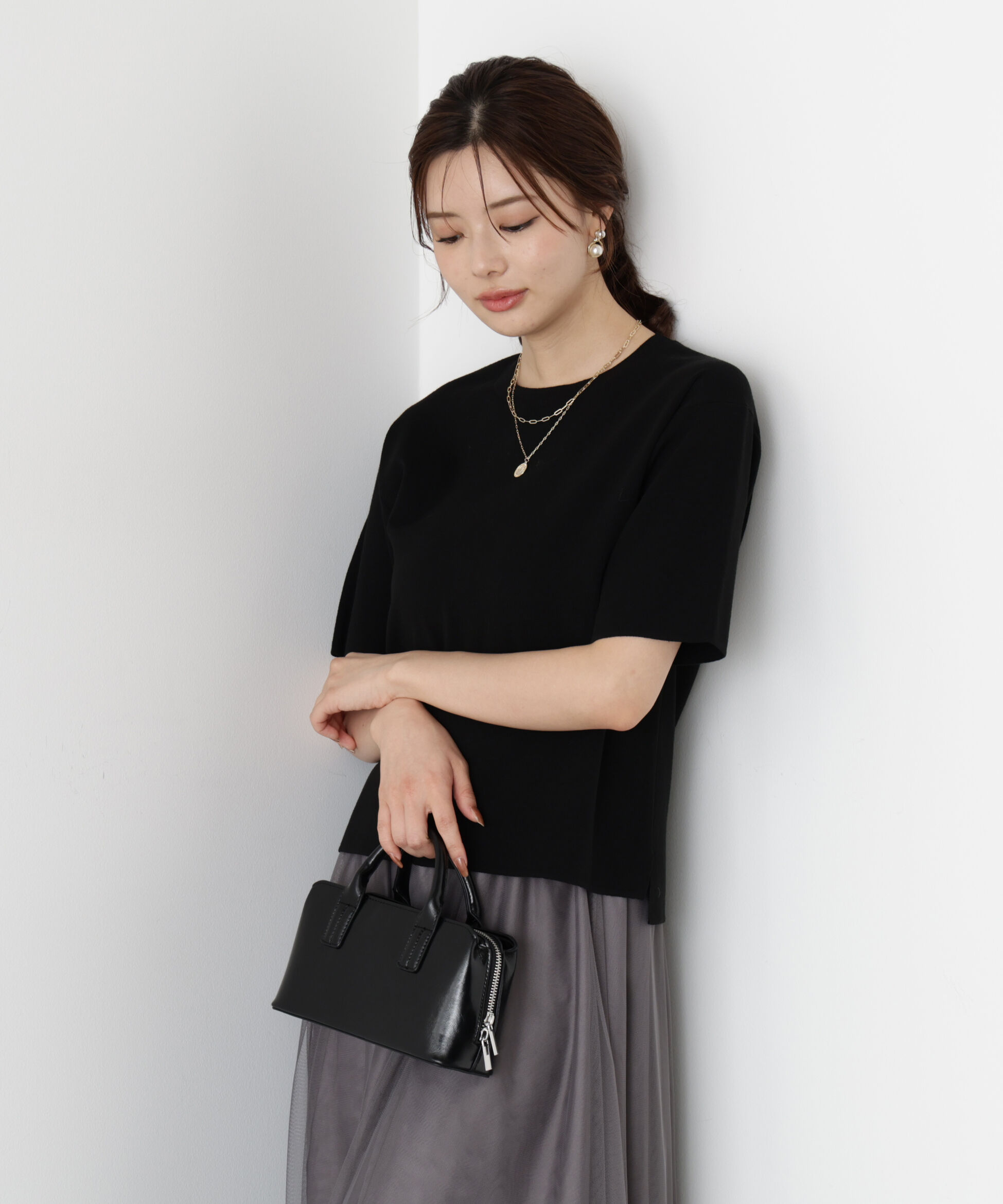 PROPORTION BODY DRESSING「＜ハンドウォッシャブル＞ハーフスリーブニットプルオーバー」|ニット・セーター|