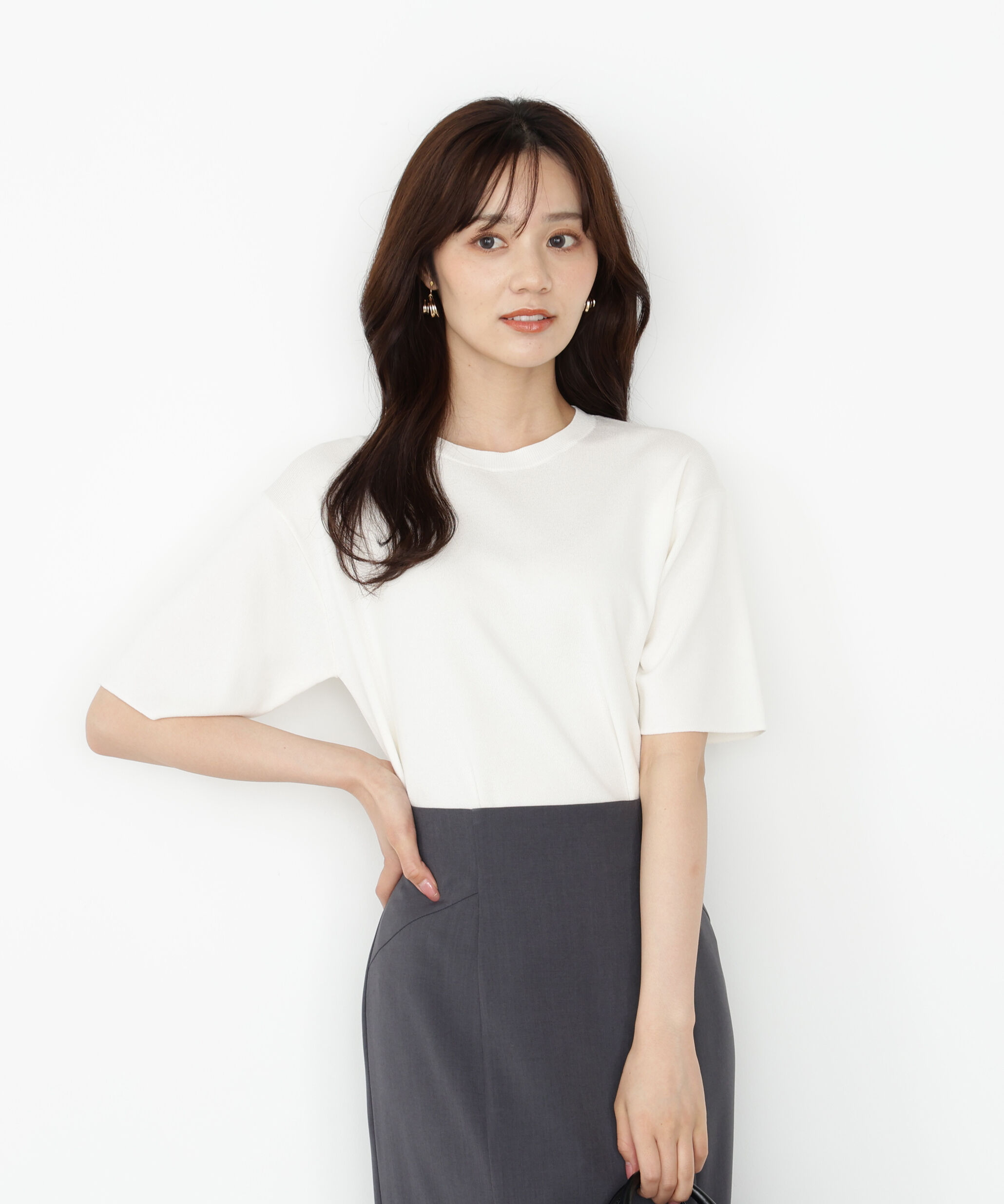 PROPORTION BODY DRESSING「＜ハンドウォッシャブル＞ハーフスリーブニットプルオーバー」|ニット・セーター|