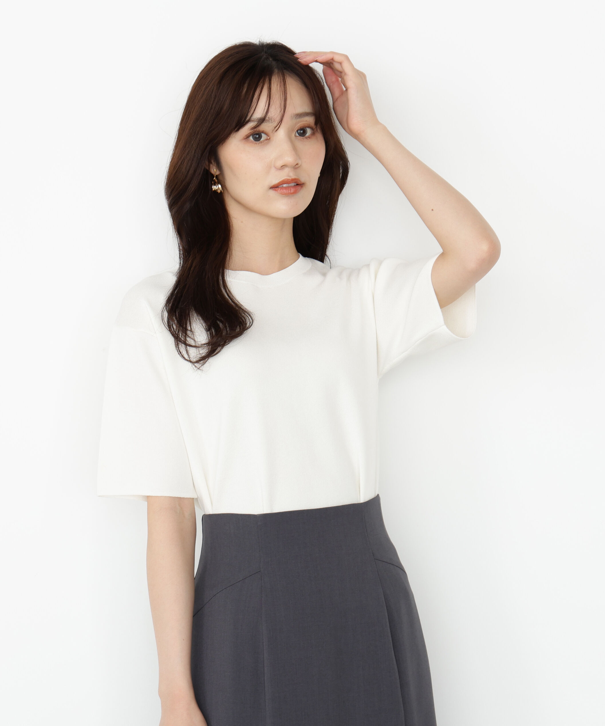 PROPORTION BODY DRESSING「＜ハンドウォッシャブル＞ハーフスリーブニットプルオーバー」|ニット・セーター|