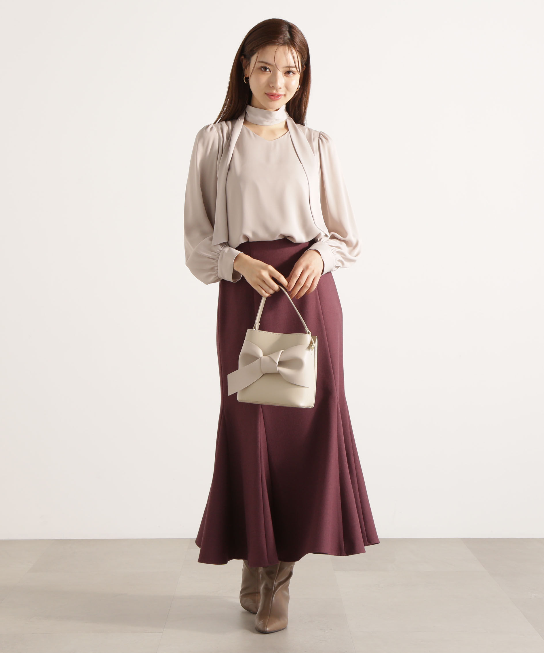 PROPORTION BODY DRESSING「＜ウォッシャブル＞ハイウエストマーメイドスカート 25AW」|スカート|ボルドー