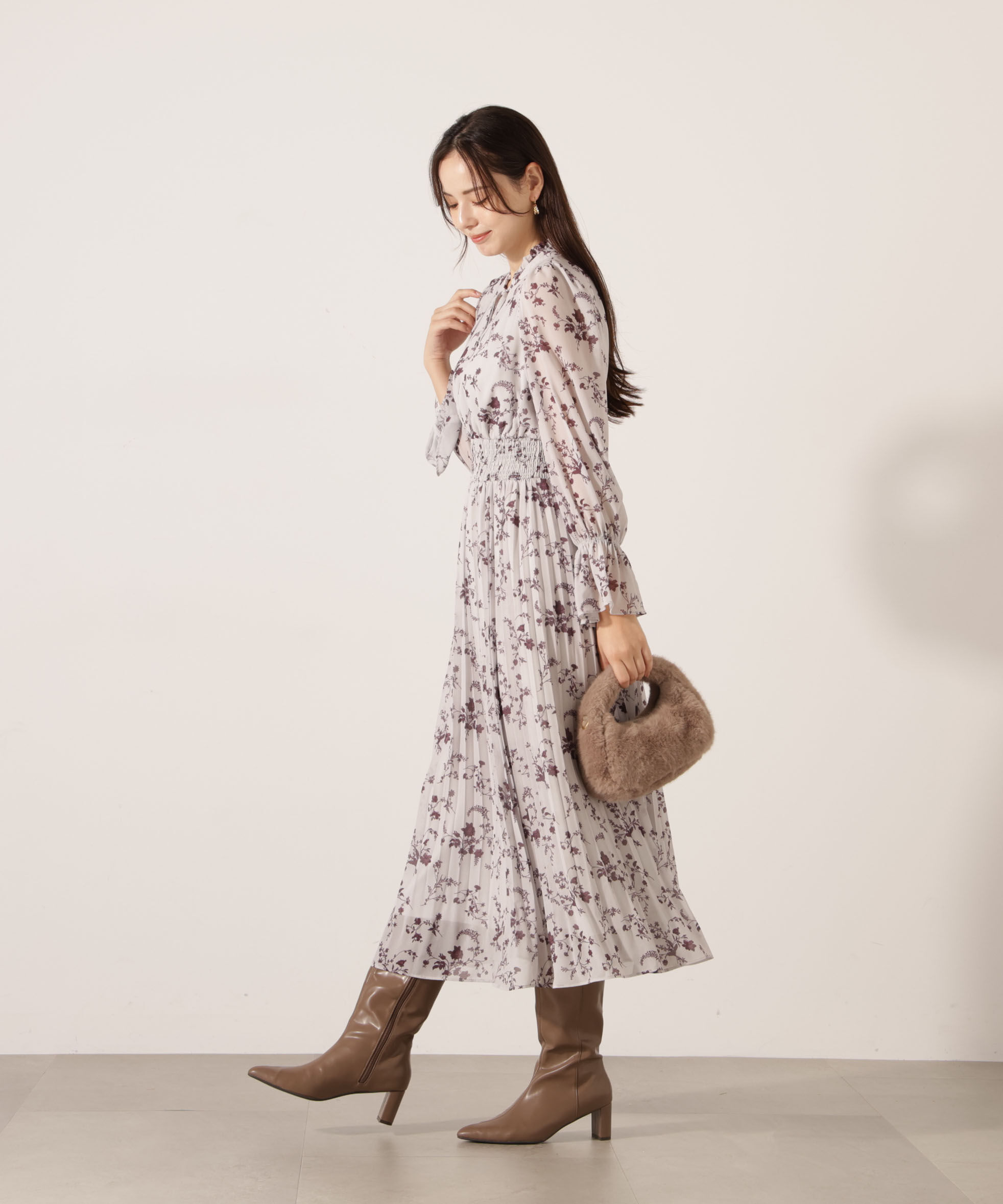 PROPORTION BODY DRESSING「花柄プリーツワンピース 25AW」|ワンピース|