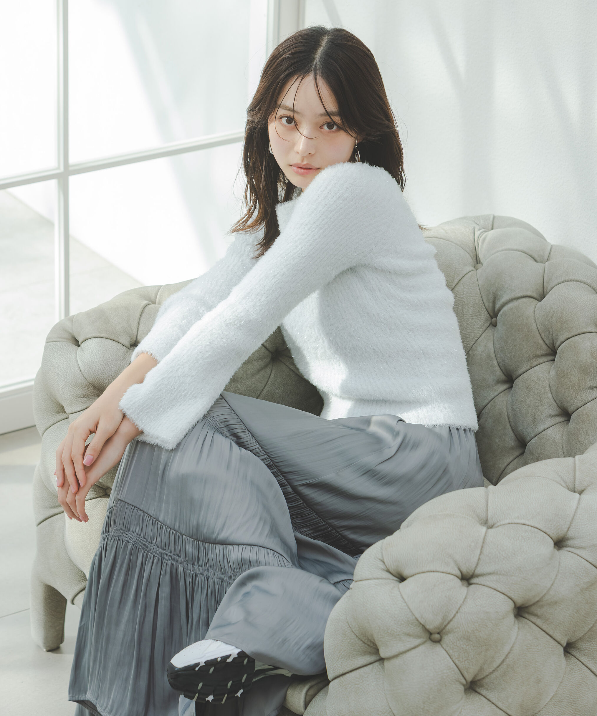 PROPORTION BODY DRESSING「ラメフェザーボートネックニット 26SS」|ニット・セーター|