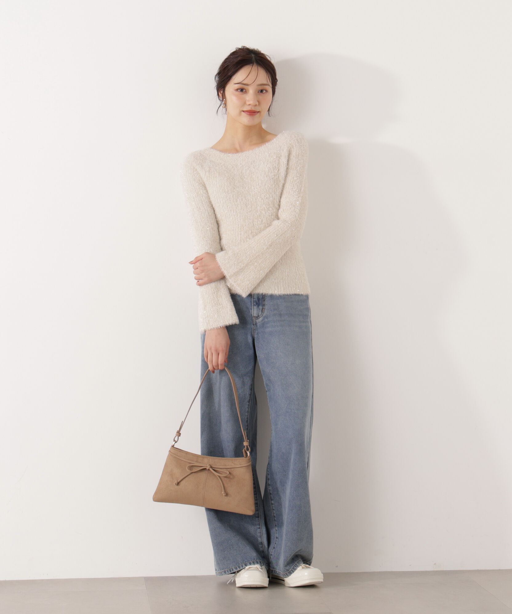 PROPORTION BODY DRESSING「ラメフェザーボートネックニット 26SS」|ニット・セーター|