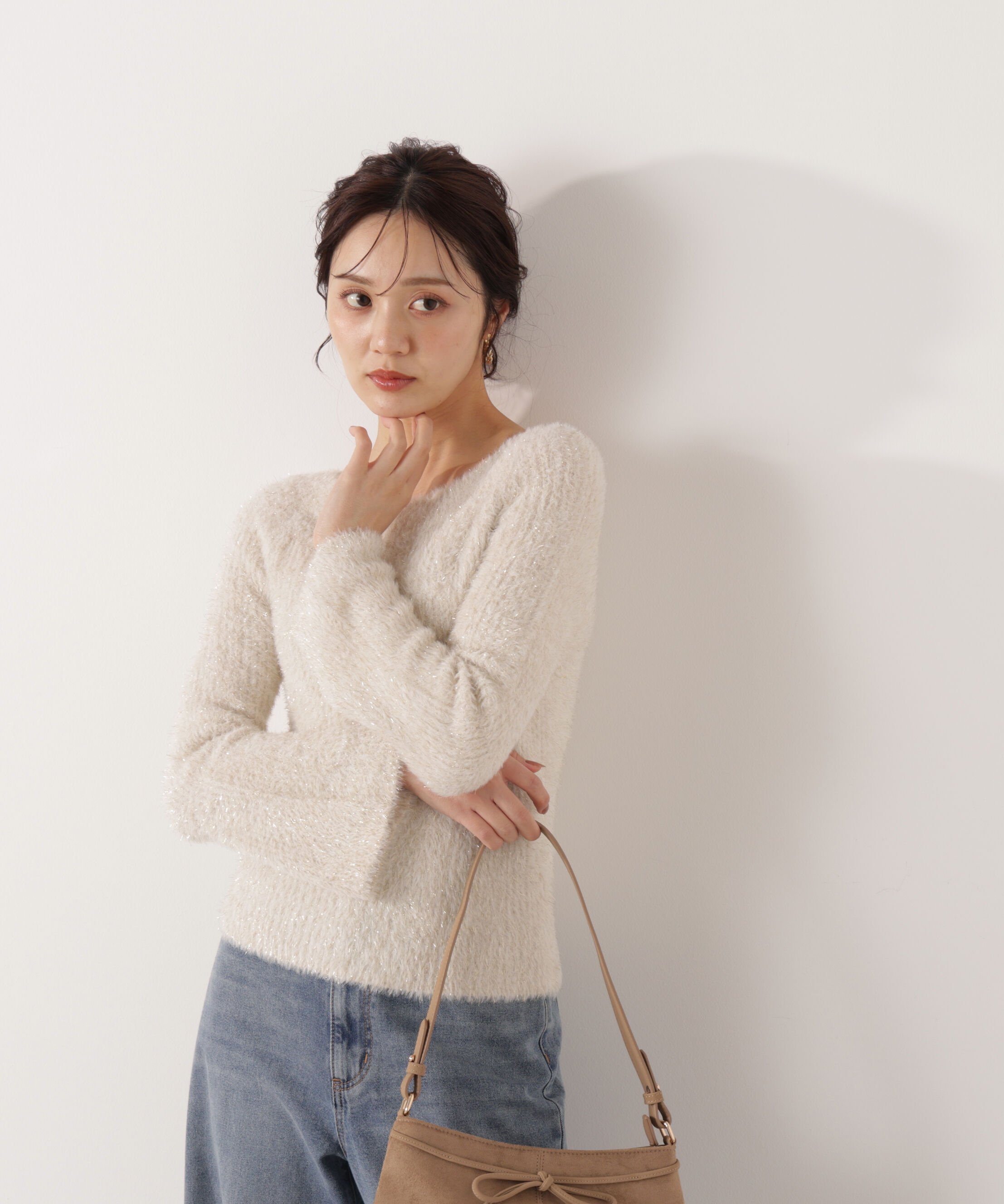 PROPORTION BODY DRESSING「ラメフェザーボートネックニット 26SS」|ニット・セーター|