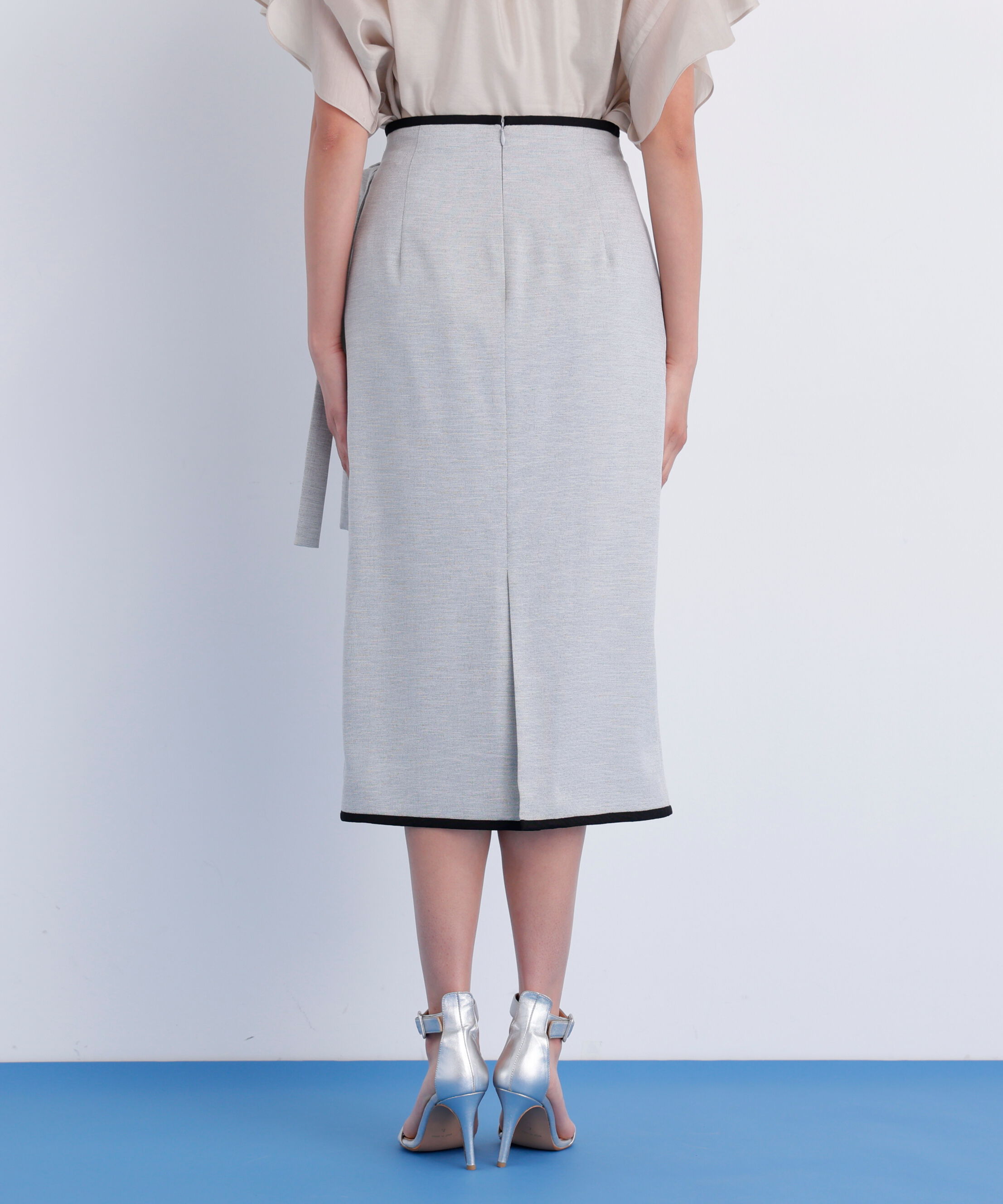  「バイカラーラップスカート」|スカート|