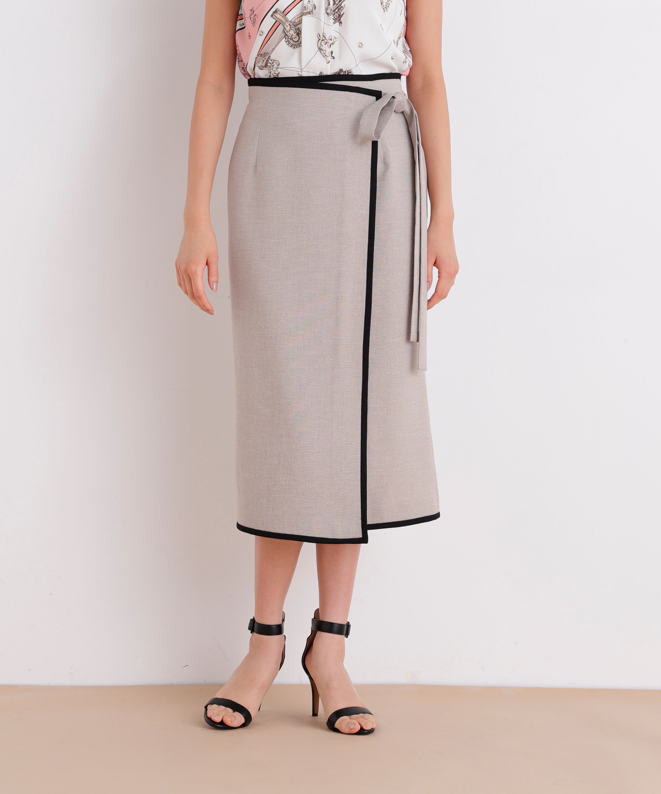  「バイカラーラップスカート」|スカート|