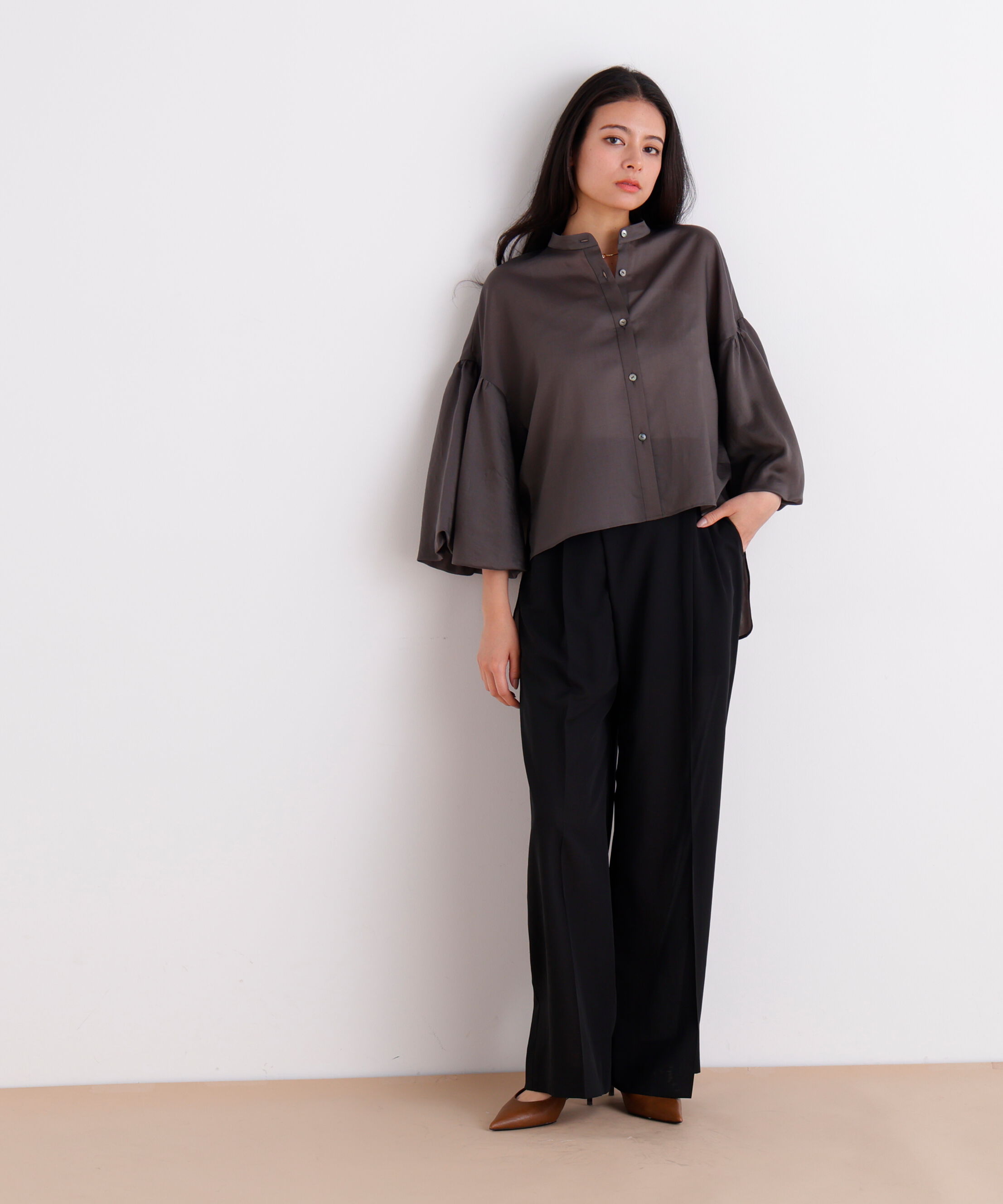  「ラップウエストシアーワイドパンツ」|その他|