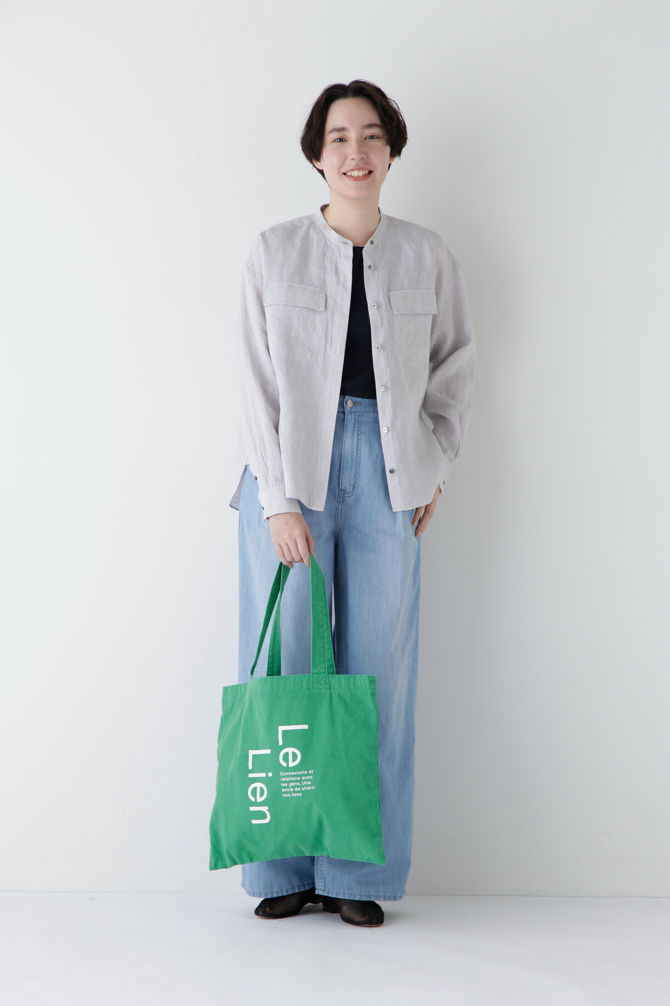  「◆ハードマンリネンバンドカラーシャツブラウス」|シャツ・ブラウス|