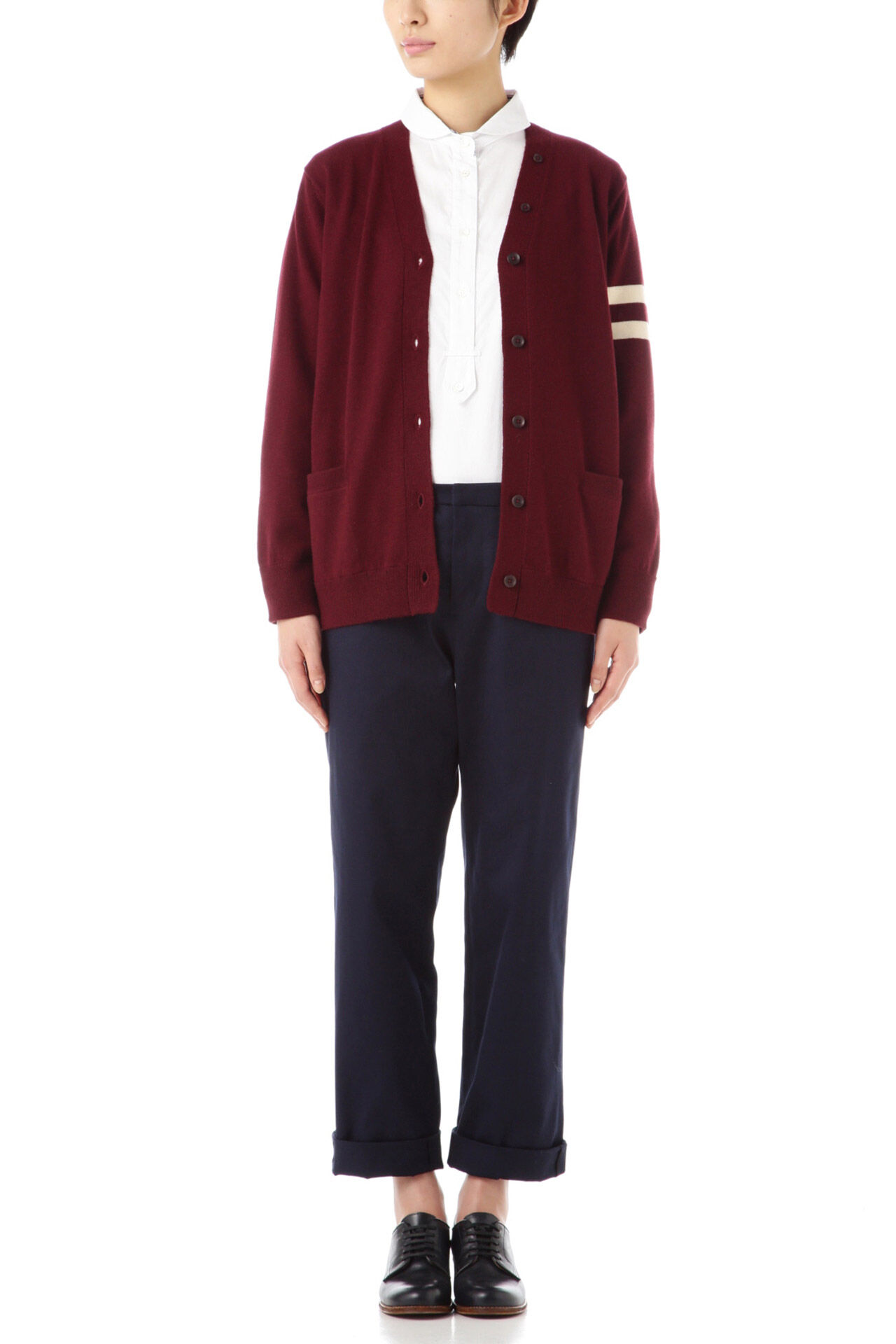  「ライン入りＶネックカーディガン」|ニット・セーター|