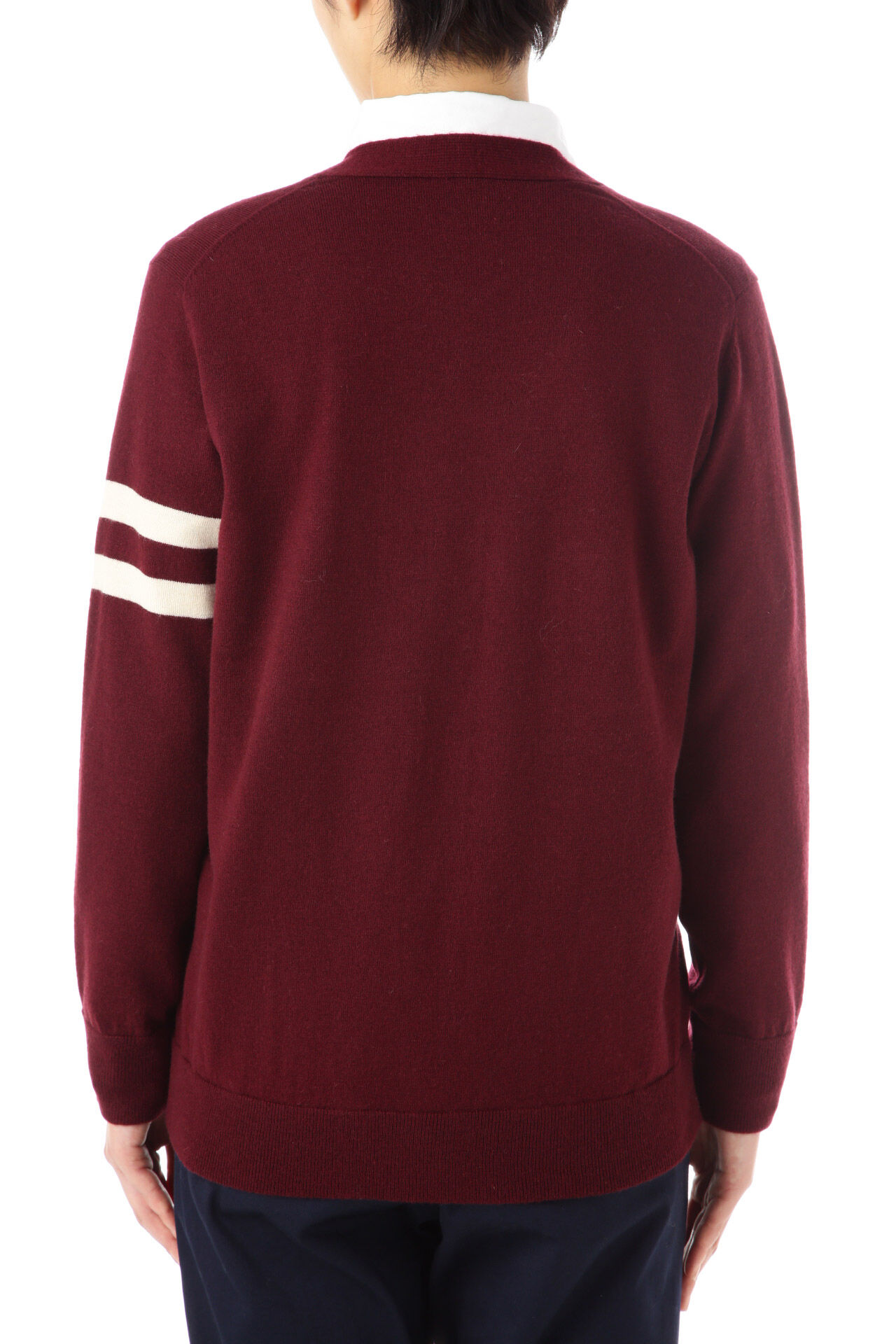  「ライン入りＶネックカーディガン」|ニット・セーター|