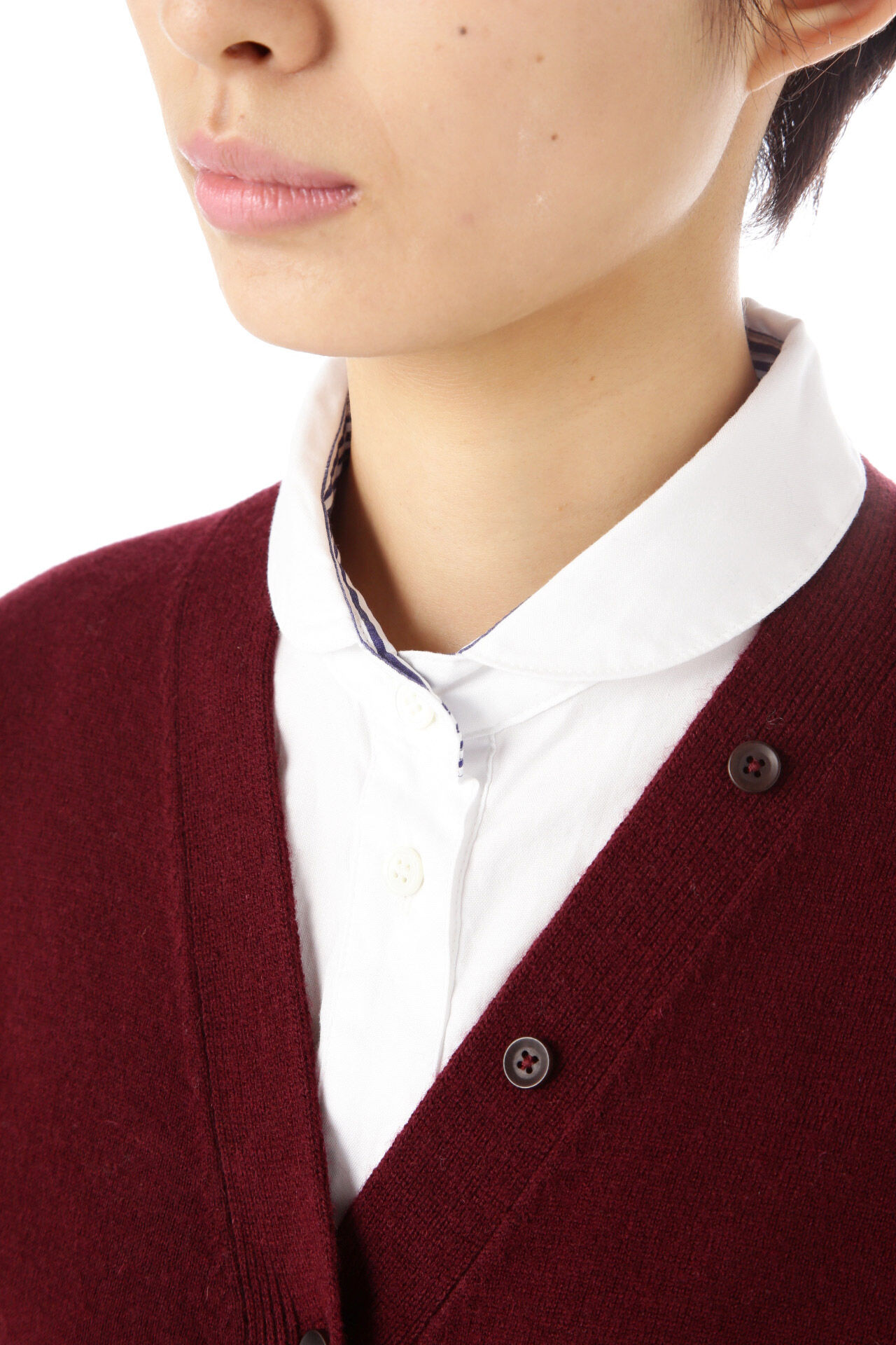  「ライン入りＶネックカーディガン」|ニット・セーター|