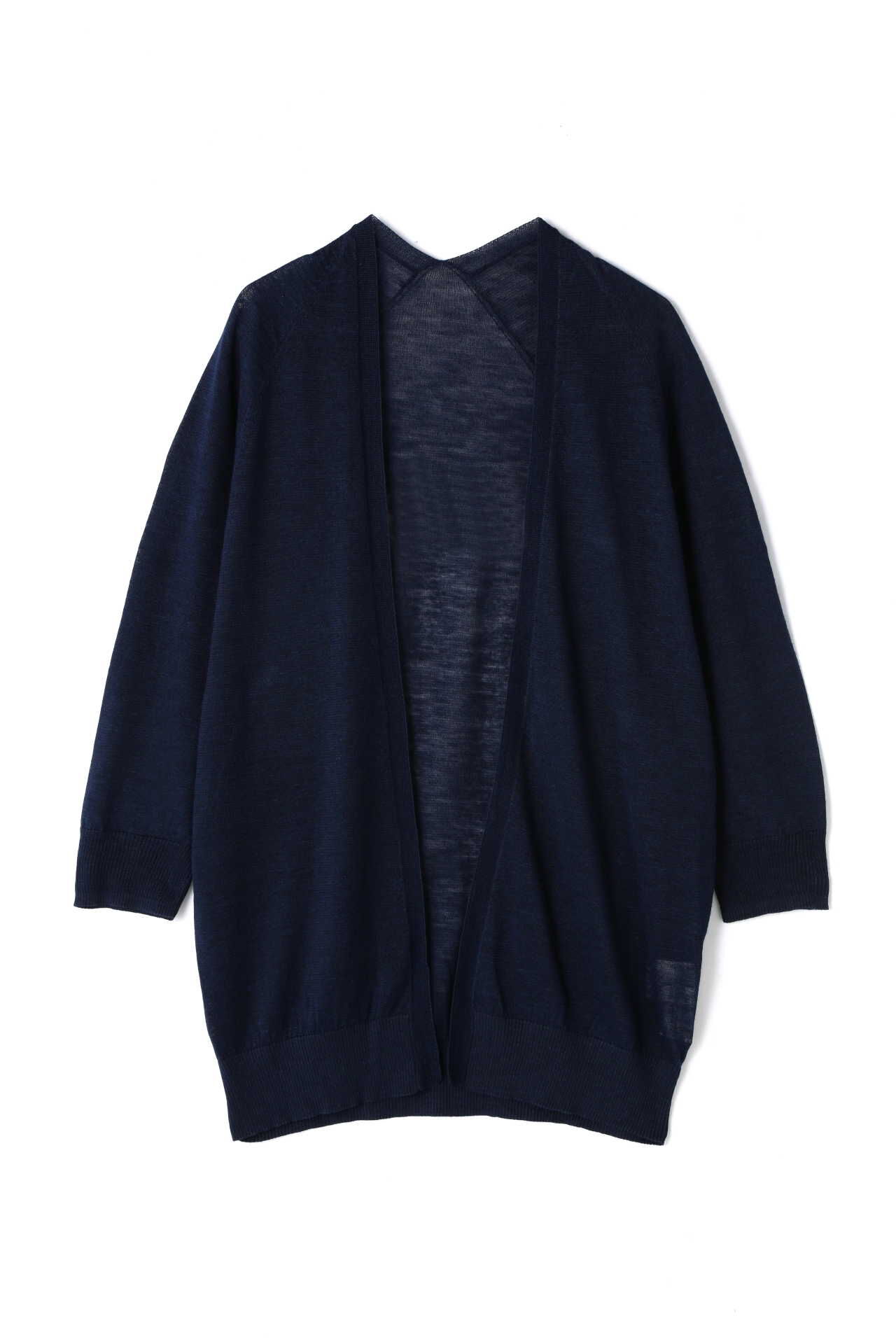  「ラミーハイゲージ長丈はおり」|ニット・セーター|ネイビー