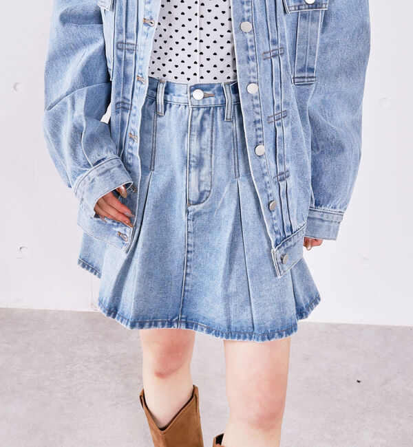 archives「デニムプリーツミニスカート」|スカート|BLUE