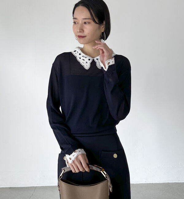 Doux archives「レースカラーニット」|ニット・セーター|