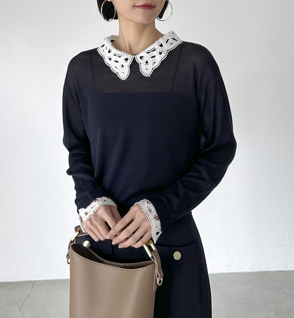 Doux archives「レースカラーニット」|ニット・セーター|