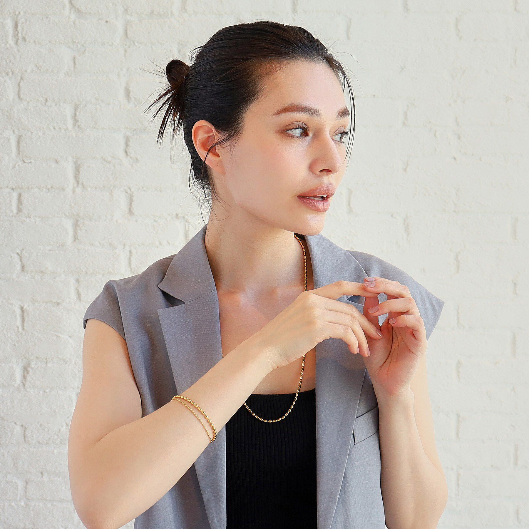 COCOSHNIK ONKITSCH「シルバー コンビネーションチェーン オーバルボール シリンダー ブレスレット GP」|ブレスレット・バングル|