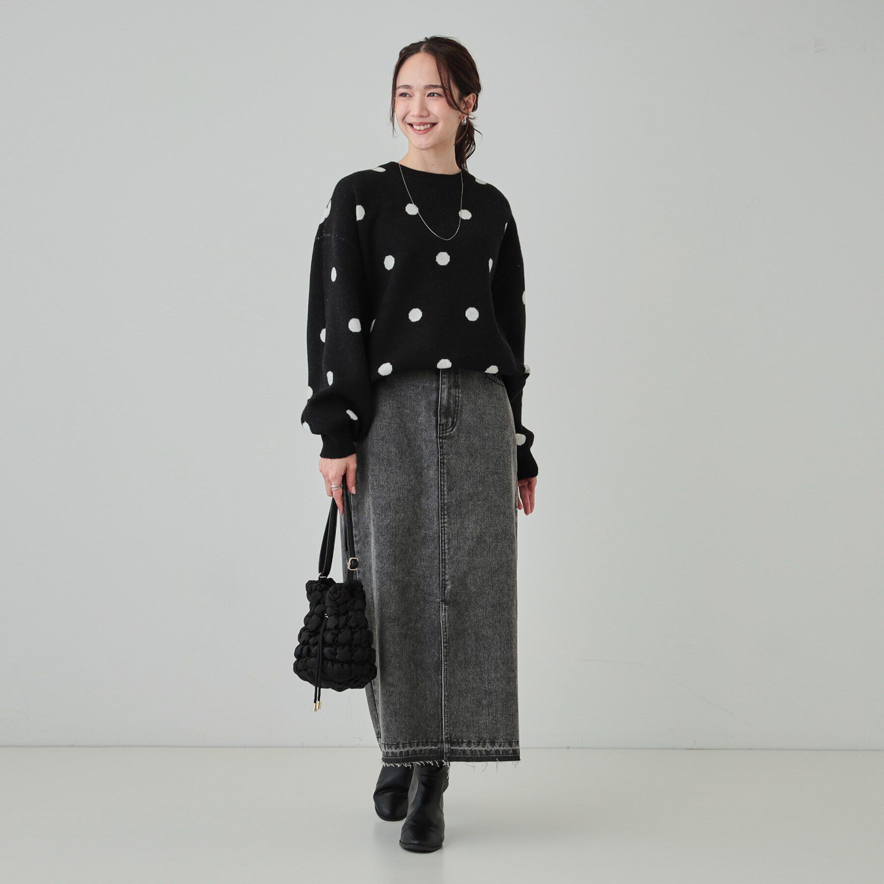 SHOO･LA･RUE「【洗える/S-LL】 ドット柄が目を惹く ゆったりジャカードニット」|ニット・セーター|