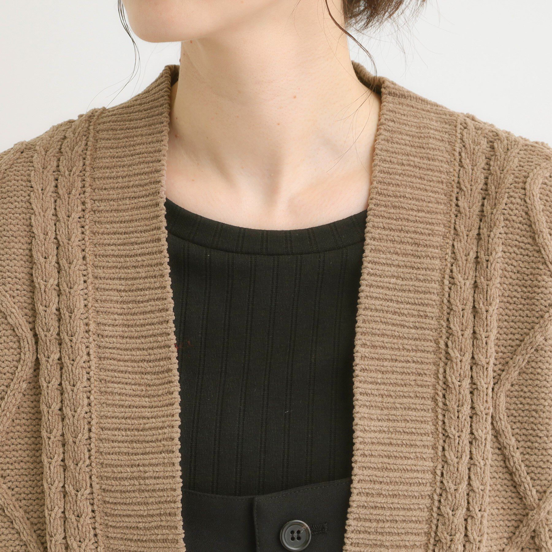 SHOO･LA･RUE「【洗濯機可/S-LL】大人の抜け感 ざっくり編み モールケーブルカーディガン【CIRCRIC】」|カーディガン|