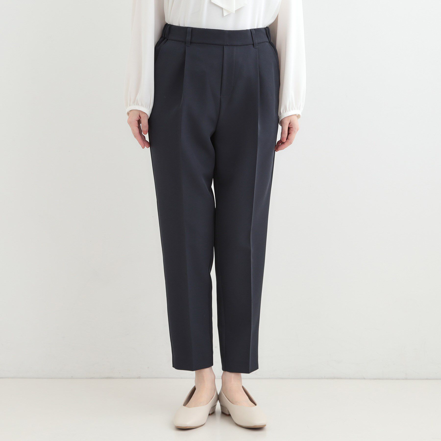 SHOO･LA･RUE「【3点スーツセット/洗濯機可】時短で好印象 セットアップ+ブラウス」|ノーカラージャケット|