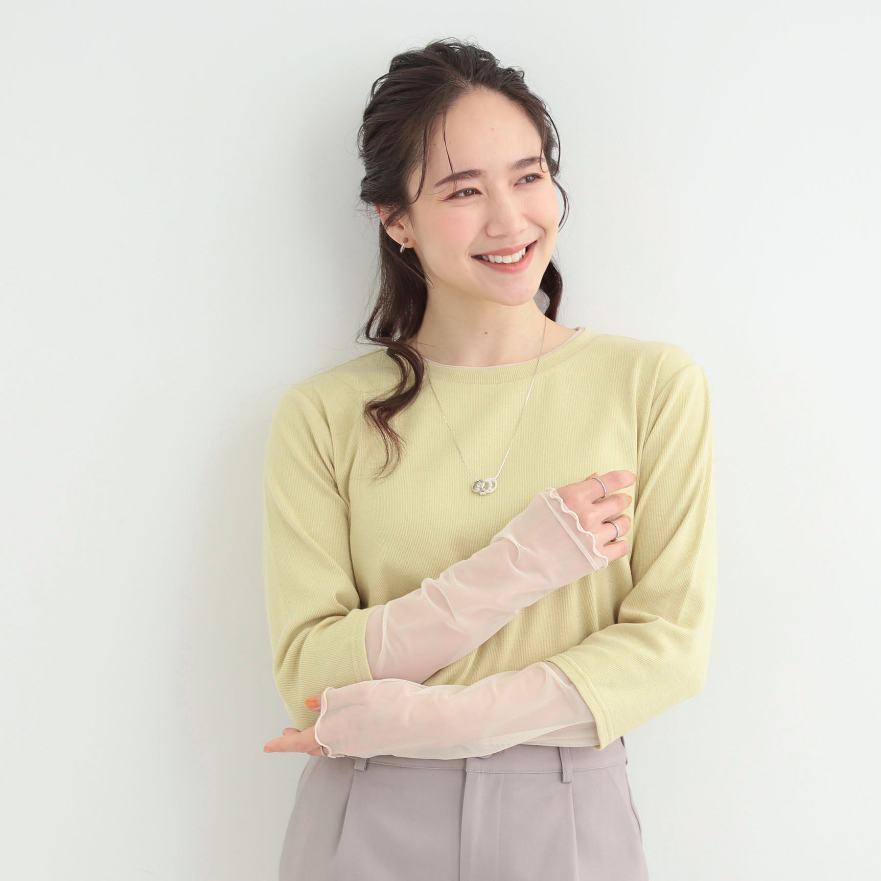 SHOO･LA･RUE「【S-LL】レイヤードスタイルに チュール切替ロンT」|Tシャツ・カットソー|