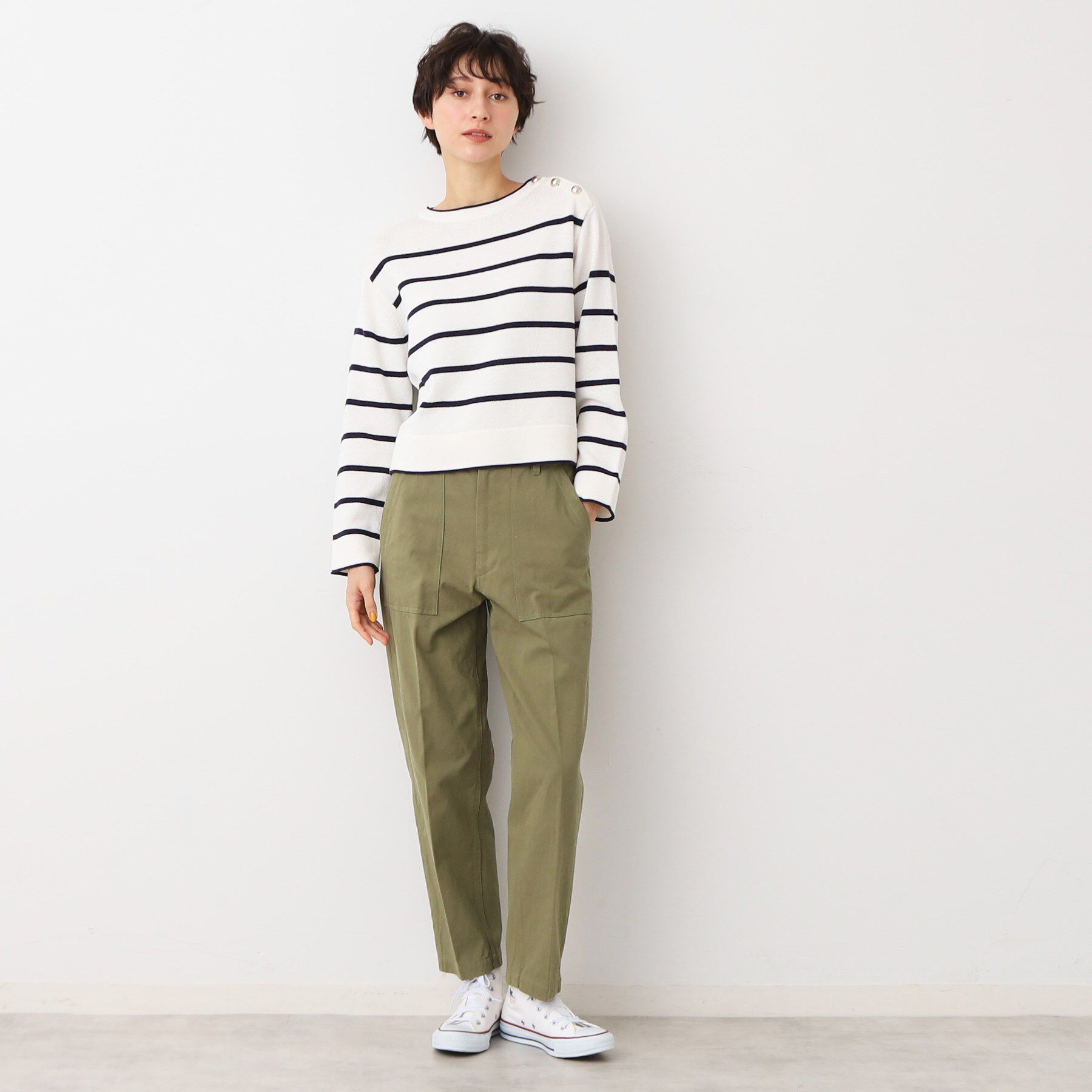 Dessin「【洗える】肩ボタン付きボーダーニット（XS～L）」|ニット・セーター|