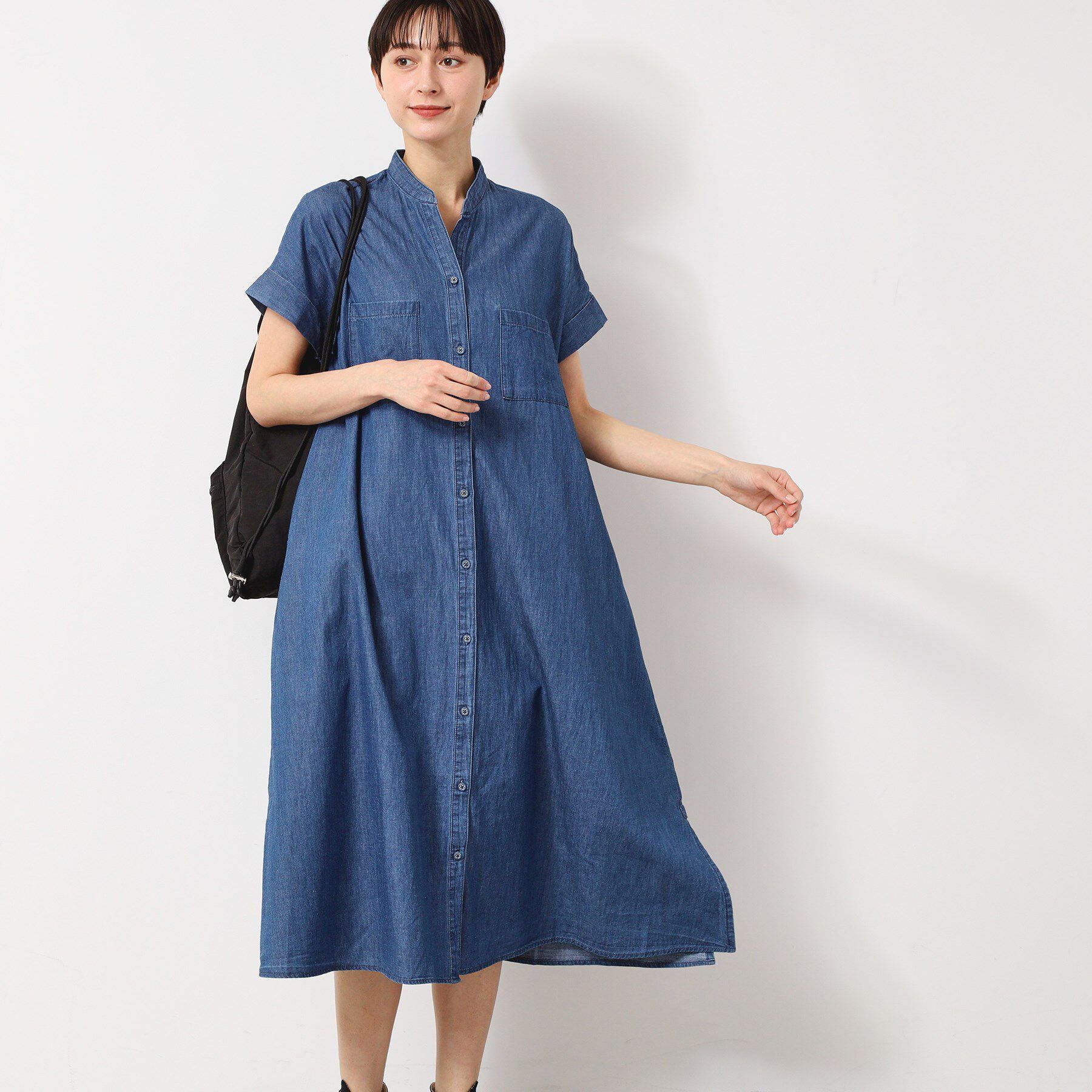 Dessin「【洗える】リネンブレンドデニム調シャツワンピース（S～L）」|ワンピース|