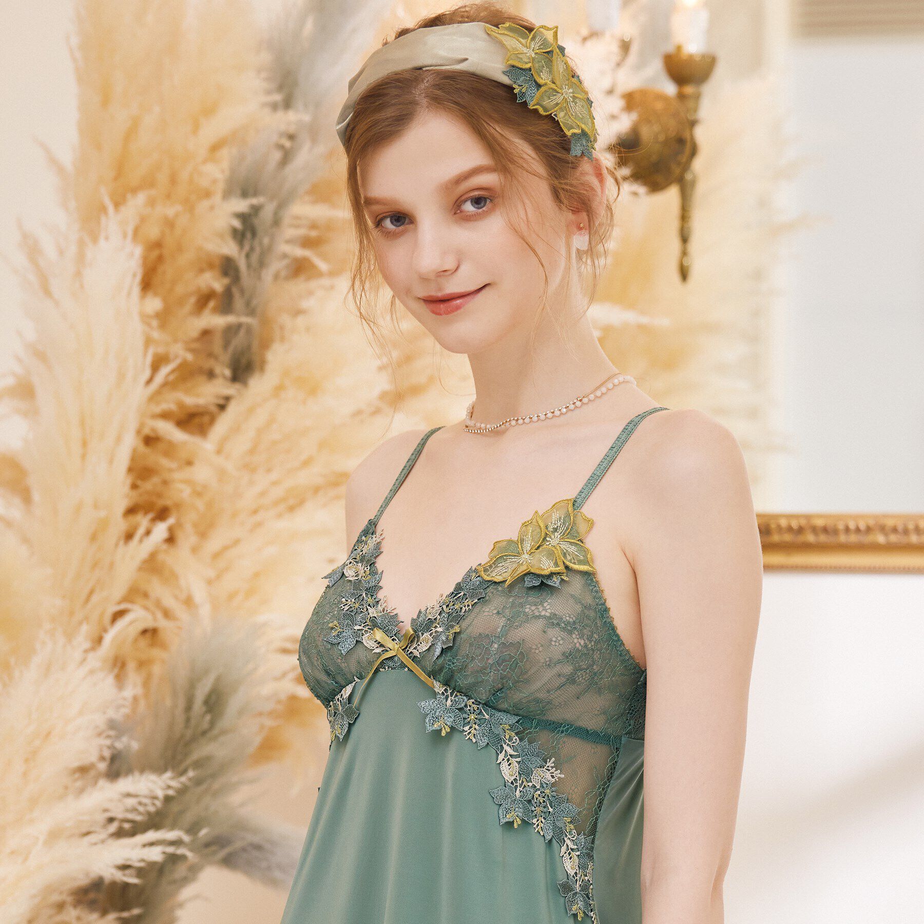 Risa Magli「エレーナ スリップ」|キャミソール|カーキ(027)