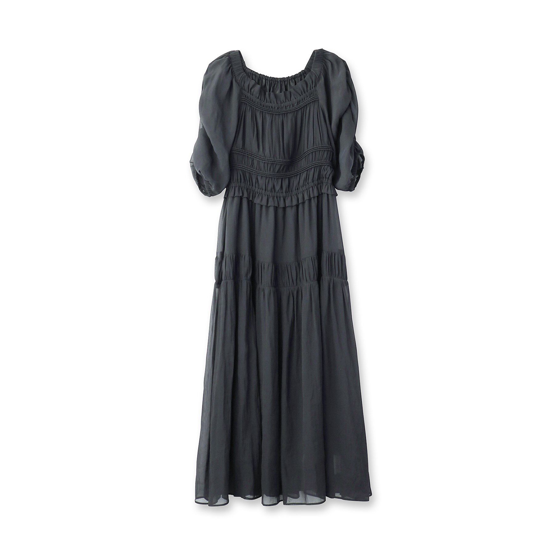 SunaUna「【パウダーシフォン／シャーリング】ロングワンピース」|ワンピース|