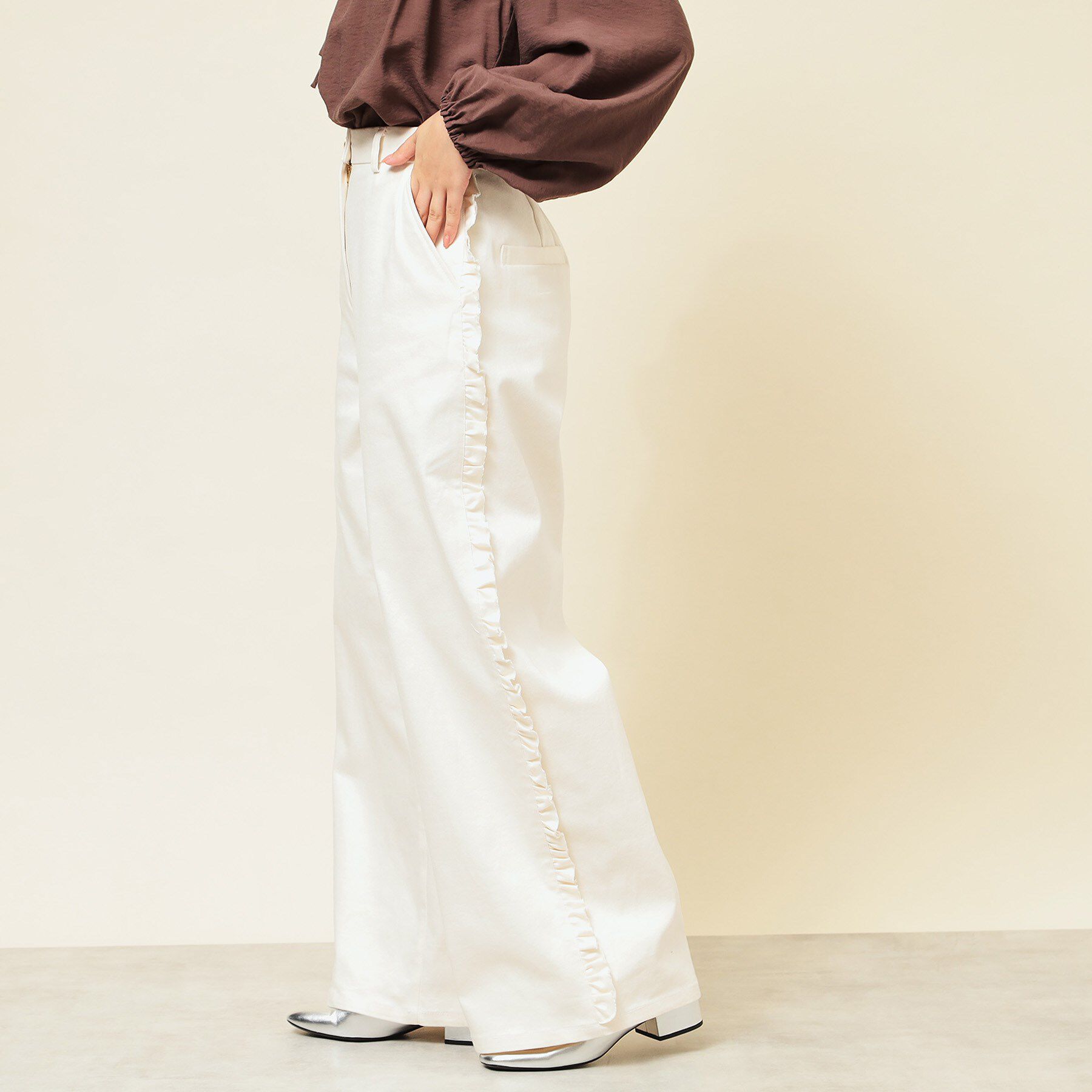 SunaUna「【COLLECTION LINE】フリルデニム」|その他|アイボリー(004)