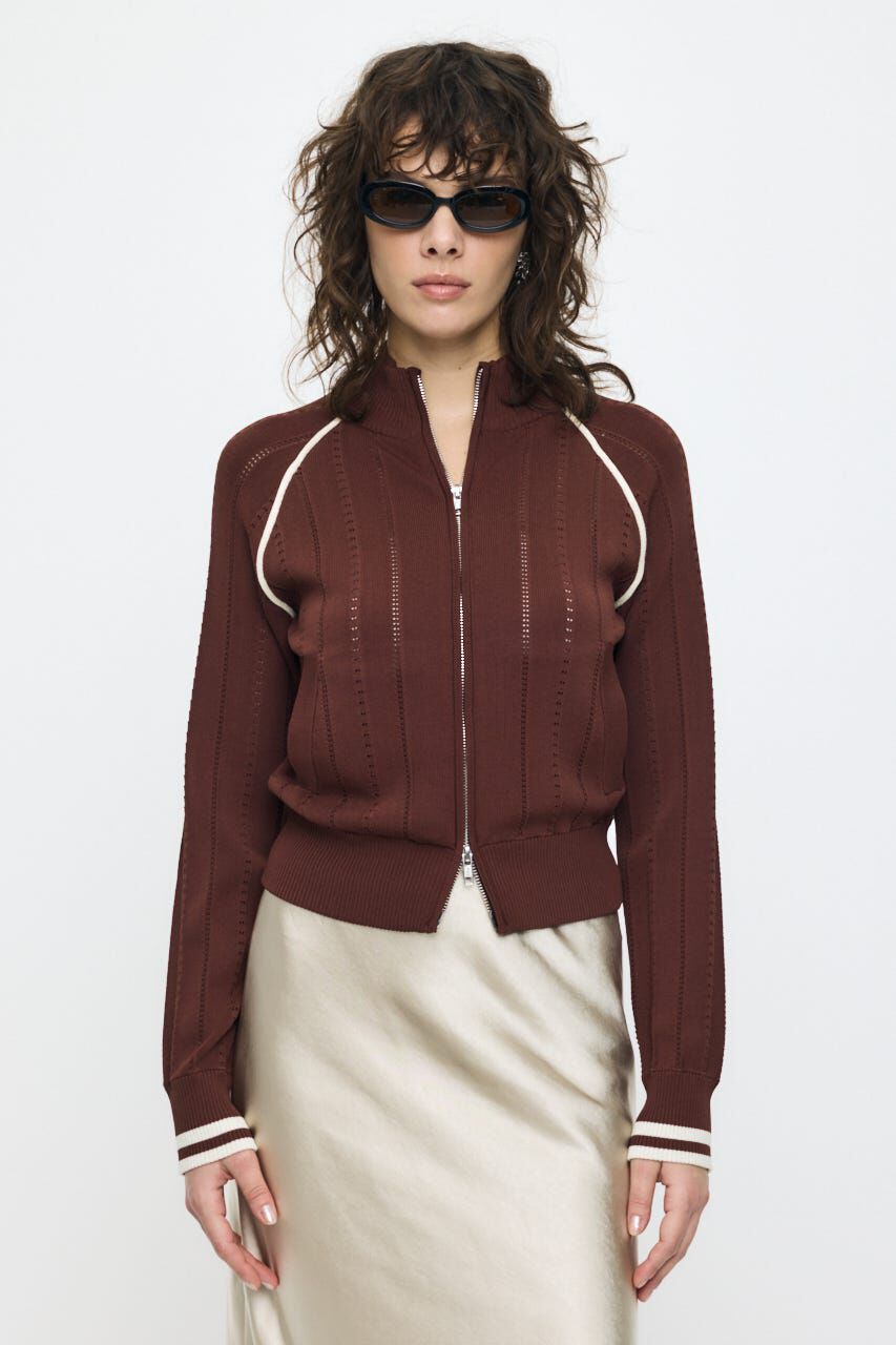 MOUSSY「MIX PATTERN KNIT TRACK トップス」|ニット・セーター|BRN