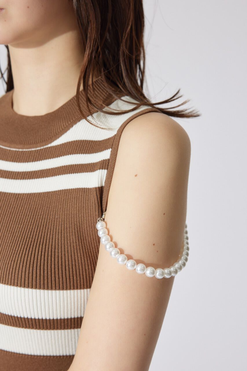 rienda「フェイクパールショルダージャガードニットワンピース」|ワンピース|