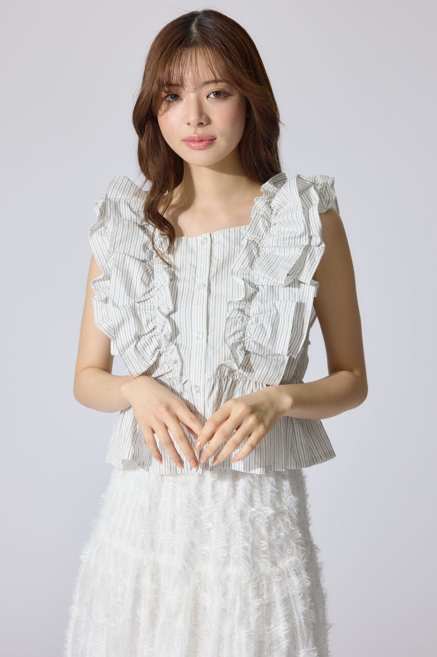 rienda「ダブルフリルブラウス」|シャツ・ブラウス|柄WHT5