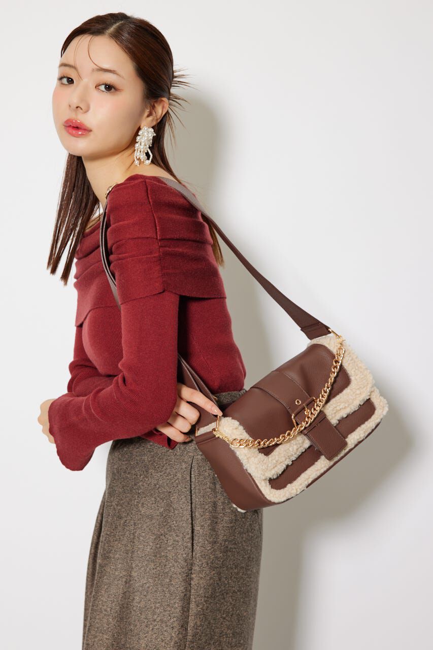rienda「フェイクボアコンビショルダーバッグ」|その他|BRN
