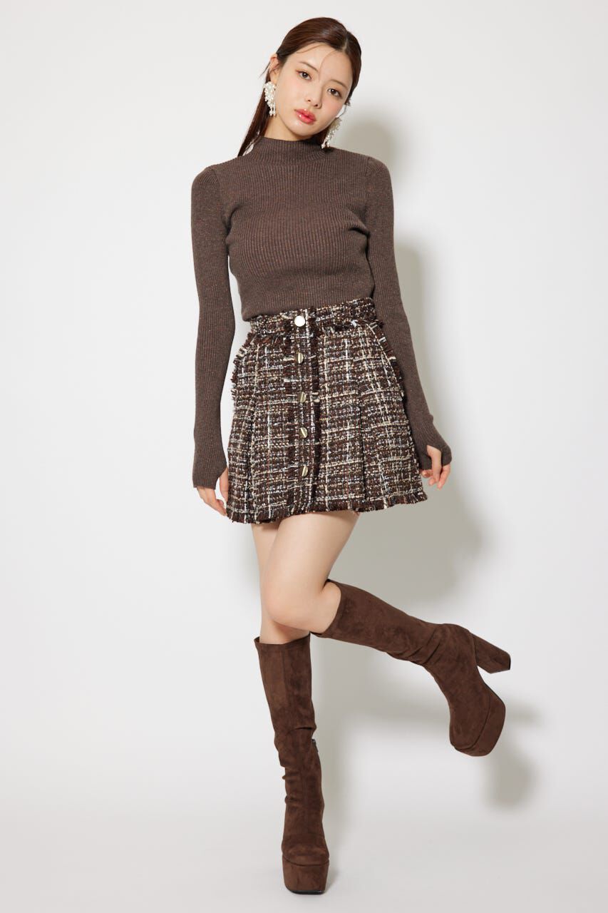 rienda「サムホール付きウォッシャブルハイネックニットトップス」|ニット・セーター|