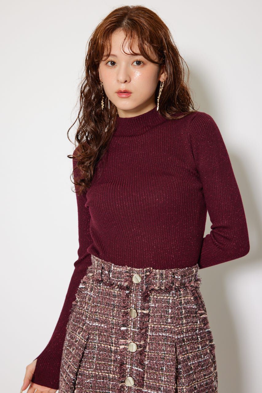 rienda「サムホール付きウォッシャブルハイネックニットトップス」|ニット・セーター|