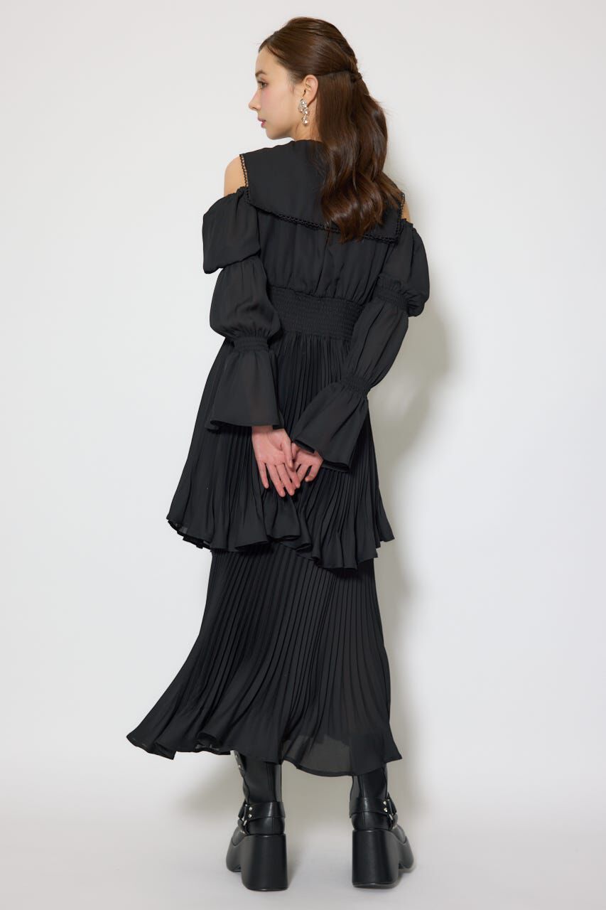 rienda「BIGカラープリーツフレアワンピース」|ワンピース|