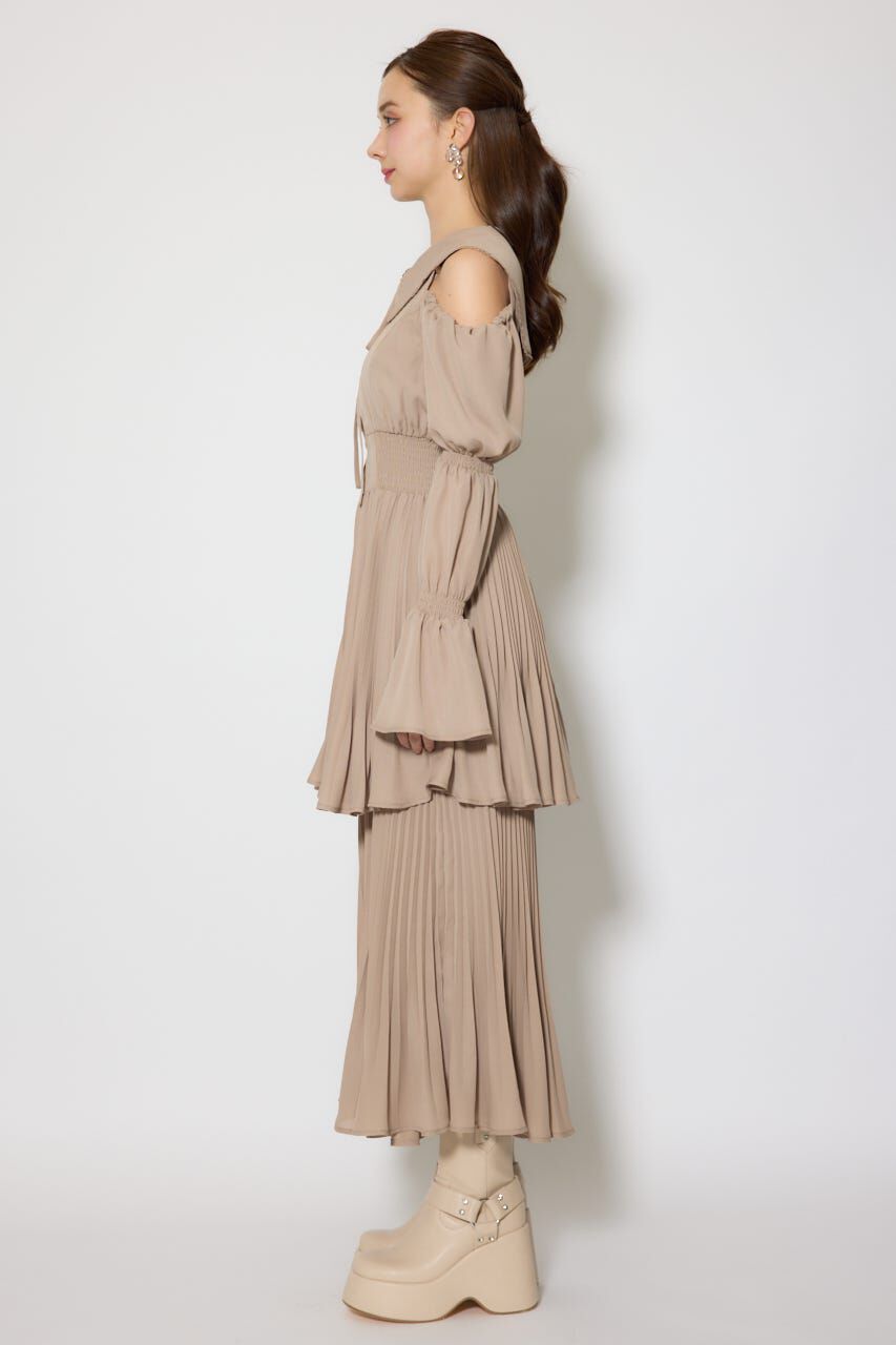 rienda「BIGカラープリーツフレアワンピース」|ワンピース|