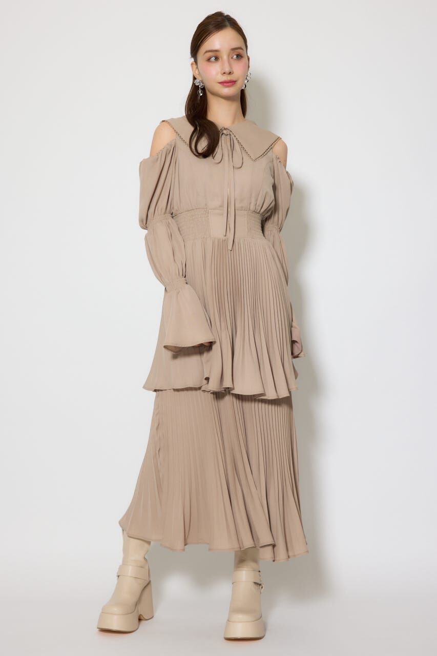 rienda「BIGカラープリーツフレアワンピース」|ワンピース|