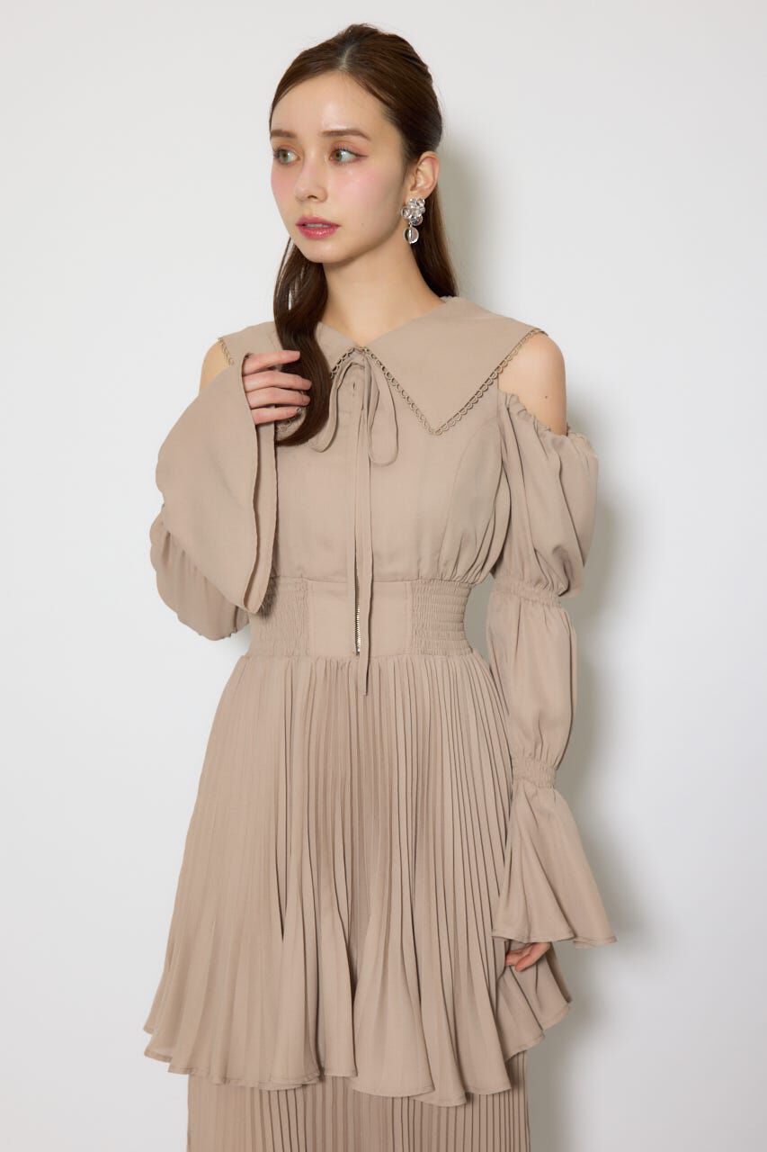 rienda「BIGカラープリーツフレアワンピース」|ワンピース|