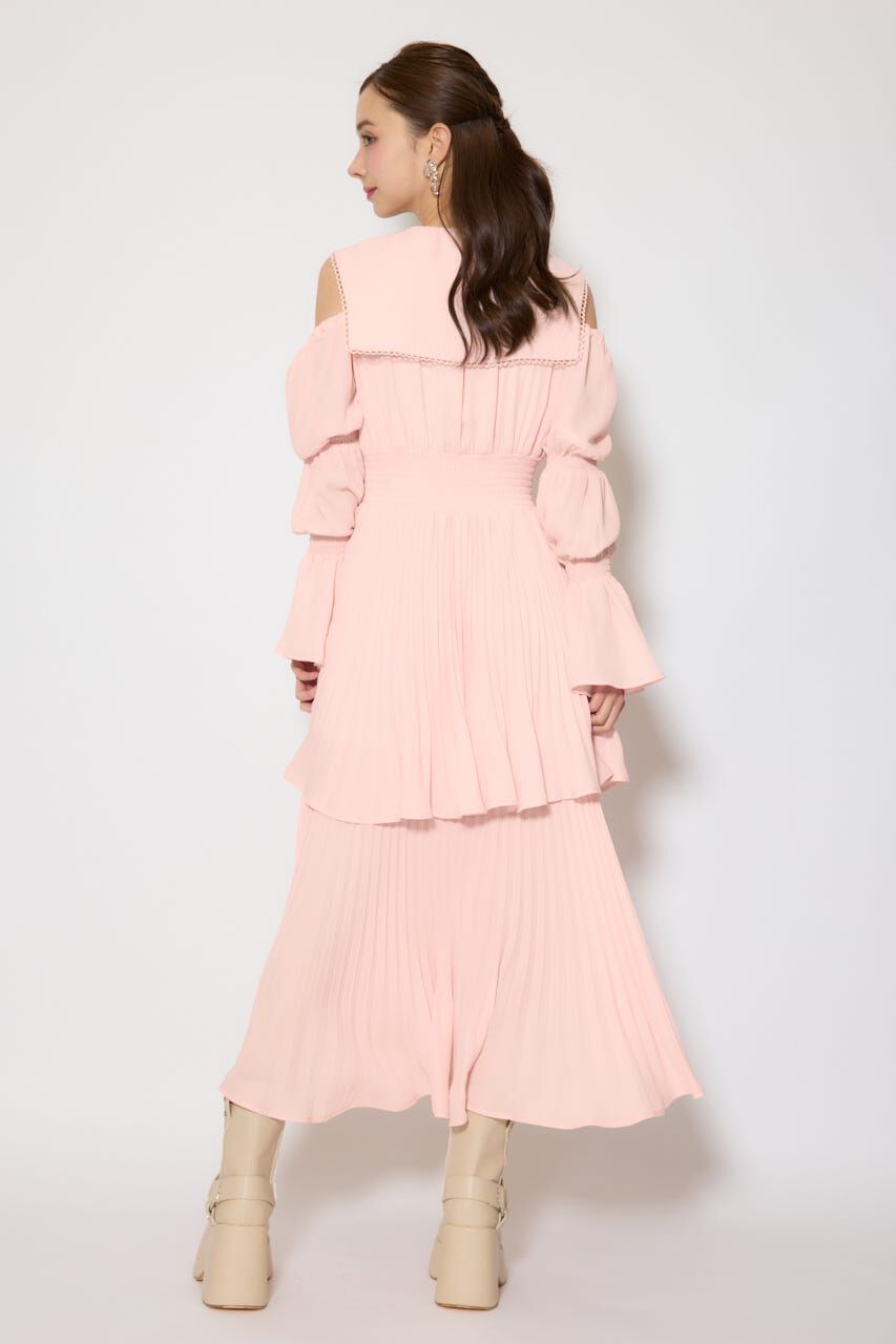 rienda「BIGカラープリーツフレアワンピース」|ワンピース|