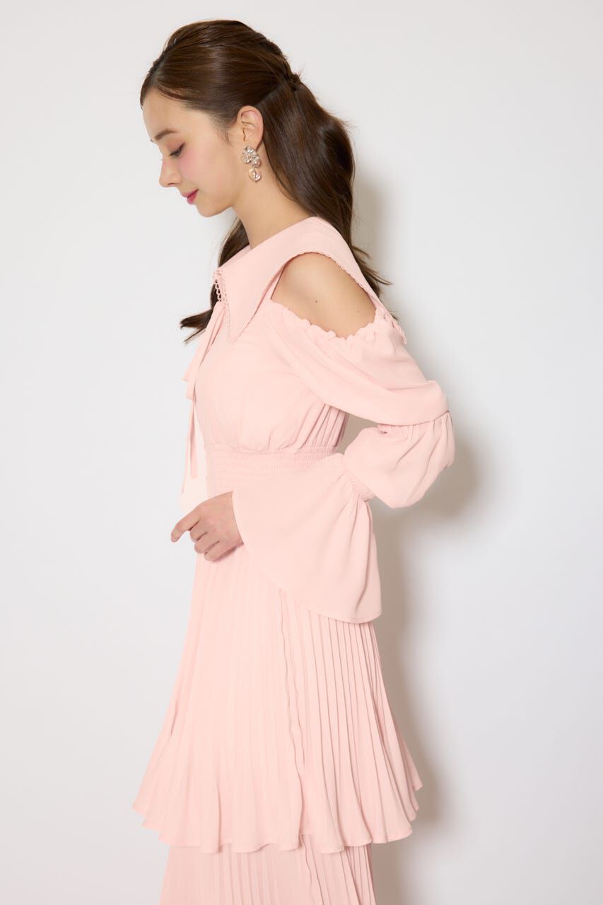 rienda「BIGカラープリーツフレアワンピース」|ワンピース|