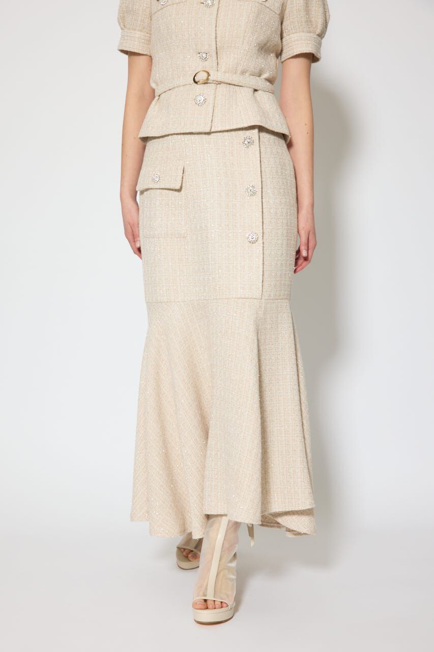 rienda「ラップスリットツイードマーメイドスカート」|スカート|