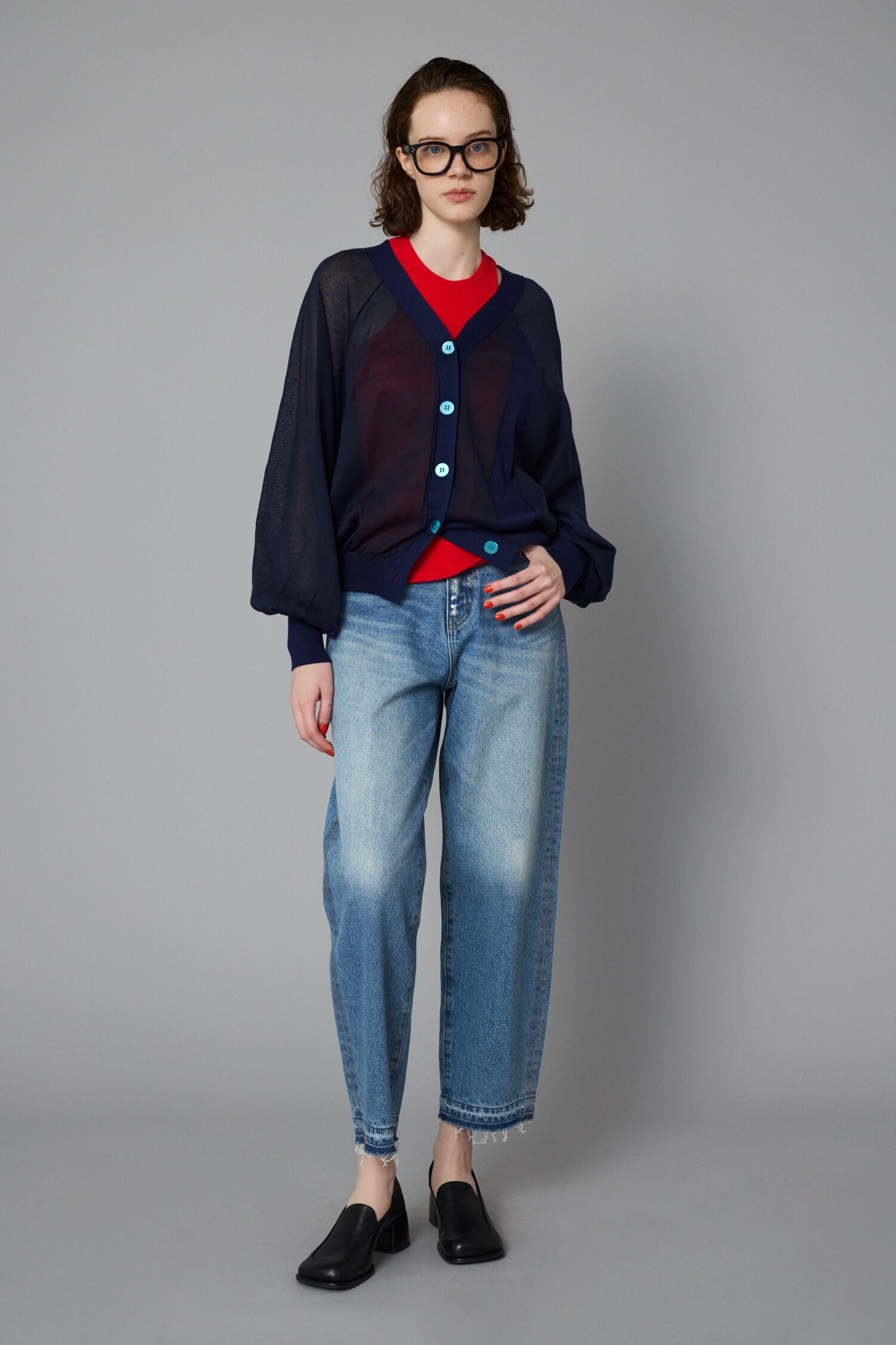 HeRIN.CYE「Color block sheer cardigan」|カーディガン|